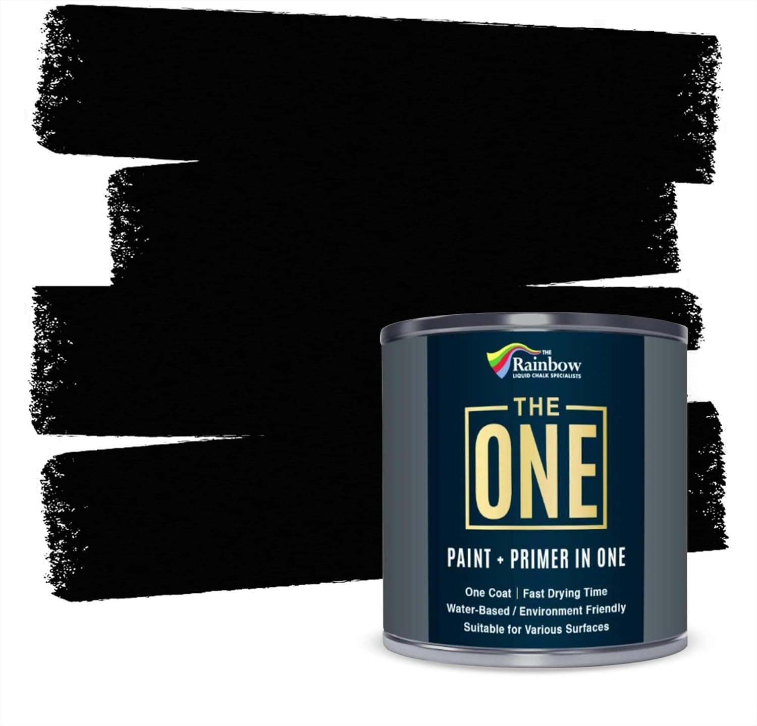 THE ONE Paint & Primer: Most Durable Furniture Paint, Cabinet Paint, Front Door Paint, Wall Paint, Bathroom & Kitchen - Quick Drying Craft Paint for Interior/Exterior (Black, Gloss Finish, 1 Liter)