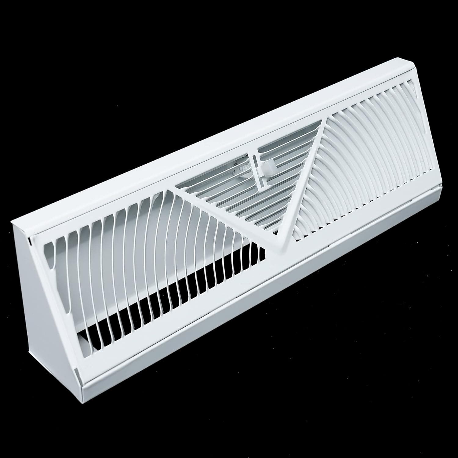 15" Corner Baseboard Return Air Grille | Round Type Air Flow Design | Register Vent Cover Grill | Adjustable Lever for Air Flow Control |White