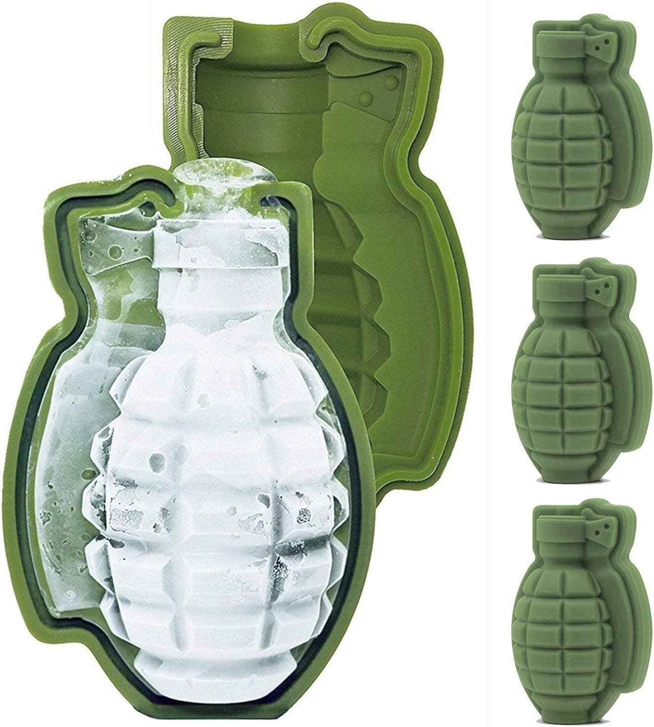 HINMAY Grenade Ice Cube Mold Silicone Grenade Chocolate Cake Mold, Set of 4