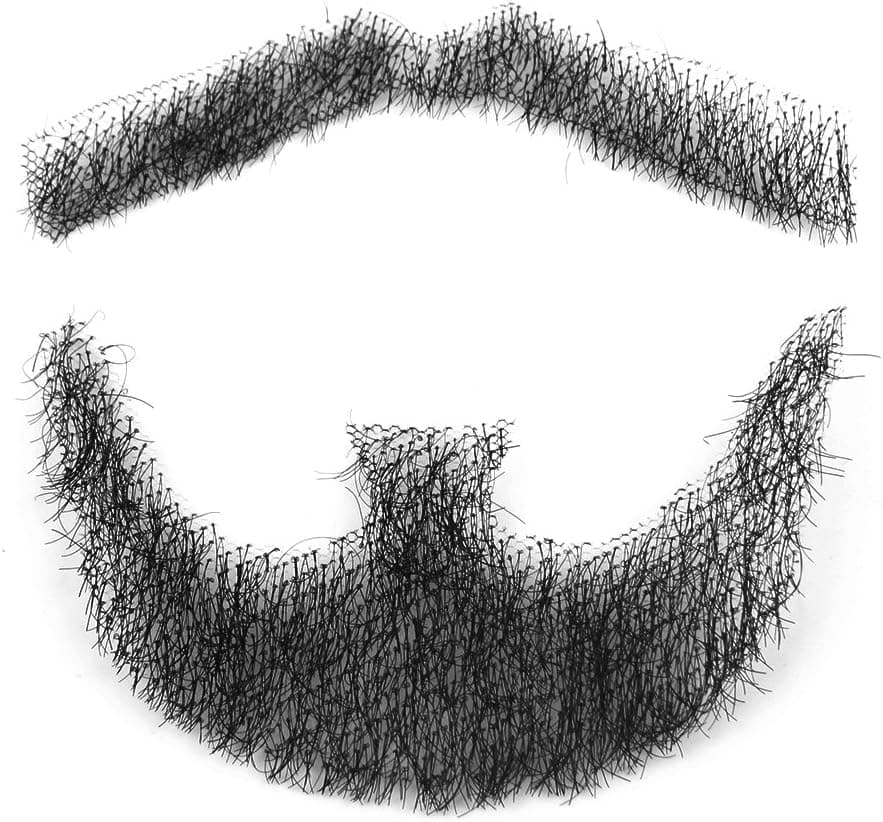 Human Hair Full Hand Tied Fake Mustache Beard Makeup for Entertainment/Drama/Party/Movie Prop (#5)
