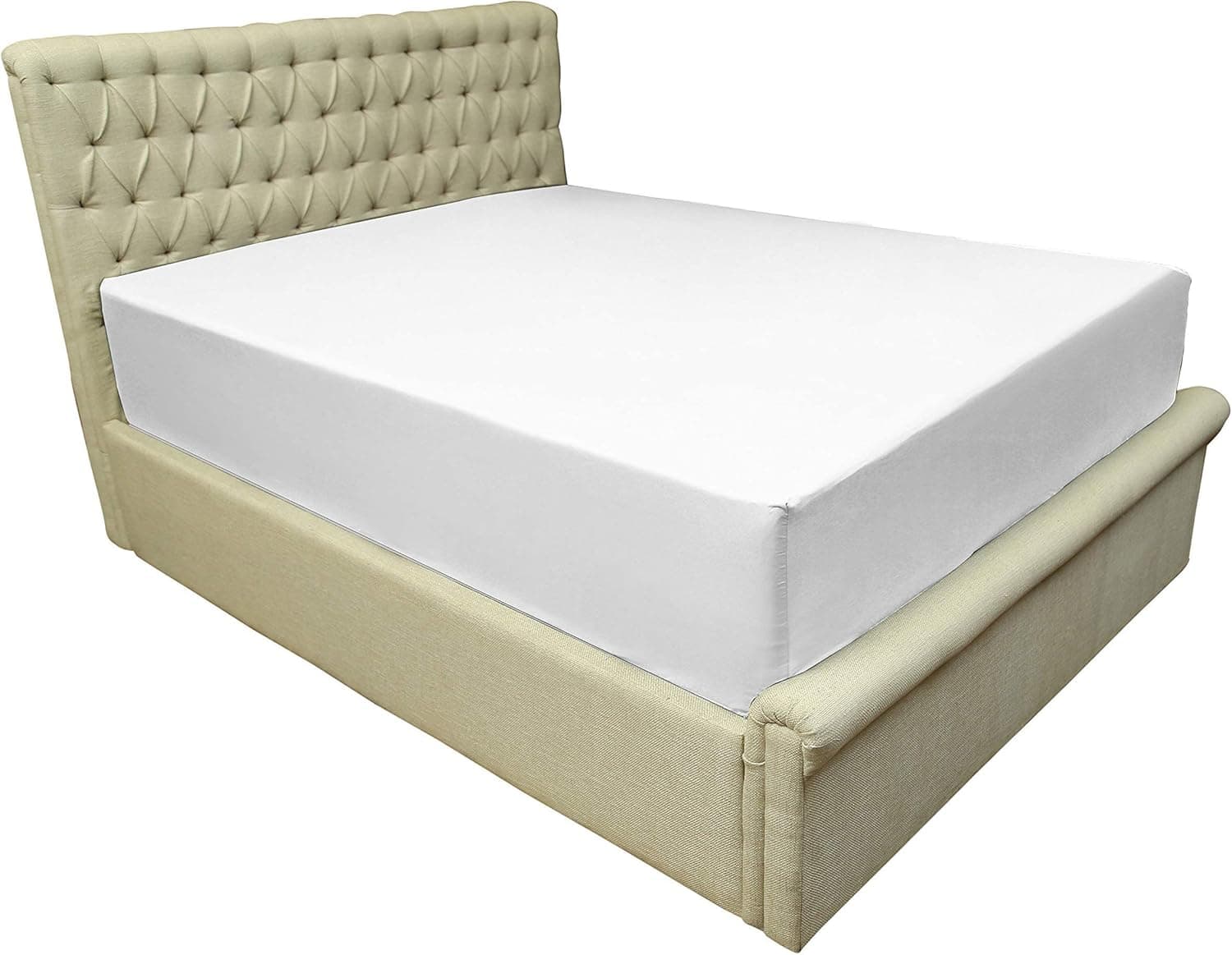MEA Cama Cotton Rich Blend Twin Fitted Sheet – Super Soft Breathable Deep Pocket Bottom Sheet – Durable Elastic and Strong Stitching - Easy Care Fade and Shrink Resistant - 1 Piece (White, Twin)