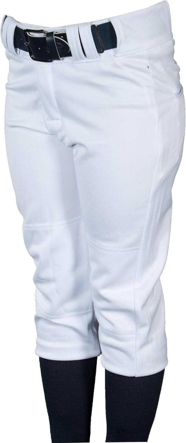 Louisville Slugger Women's Slugger Fast Pitch OKC Low Rise Pant with Belt Loops, White, X-Large