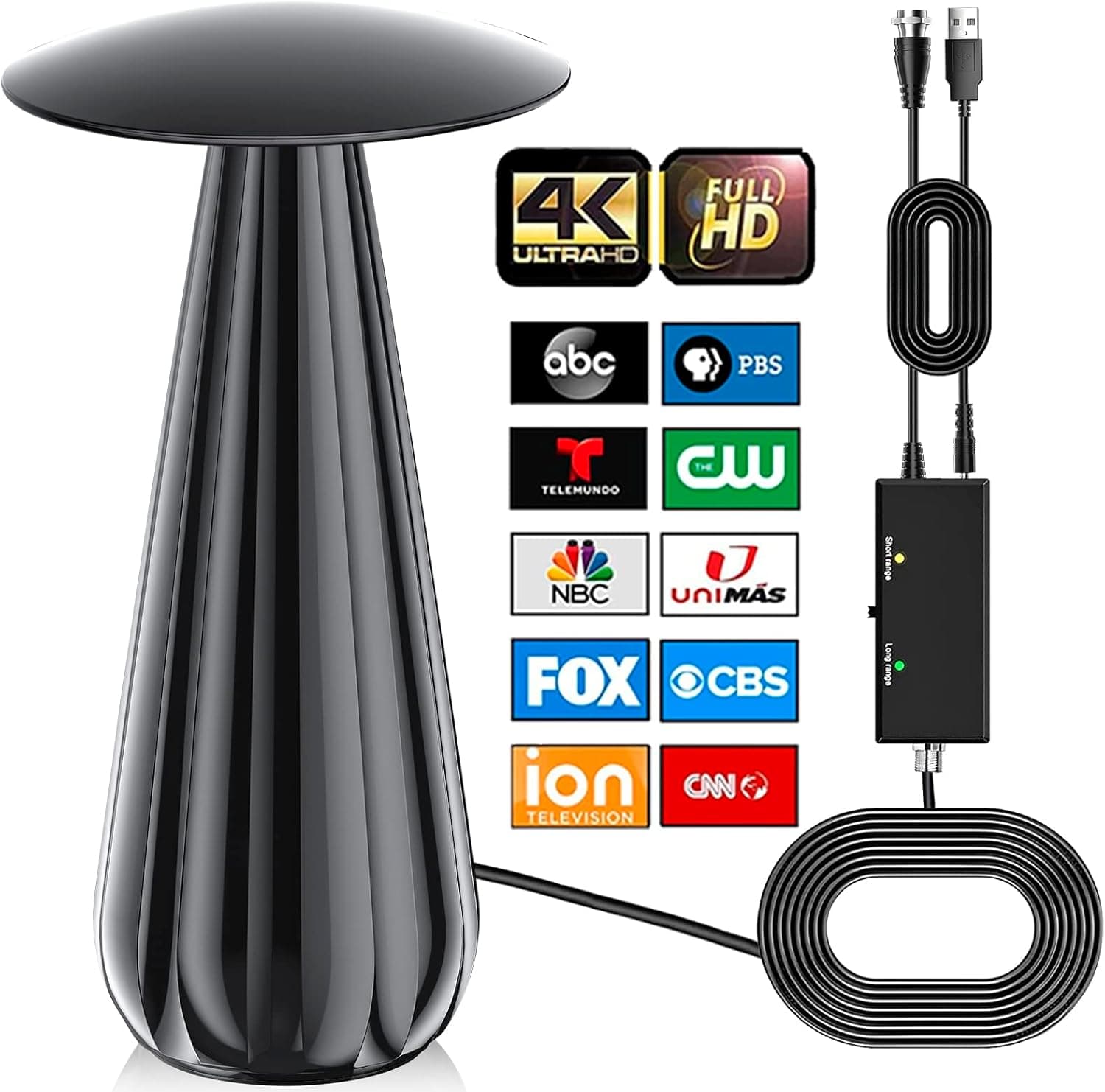 TV Antenna for Smart TV-Digital HD Antenna with 500+ Miles Range,Amplified HD Antenna Indoor Outdoor for Local Channel-Digital TV Antenna Support 8K 4K HDTV 1080p Fire Stick All TVs -30ft Coax Cable