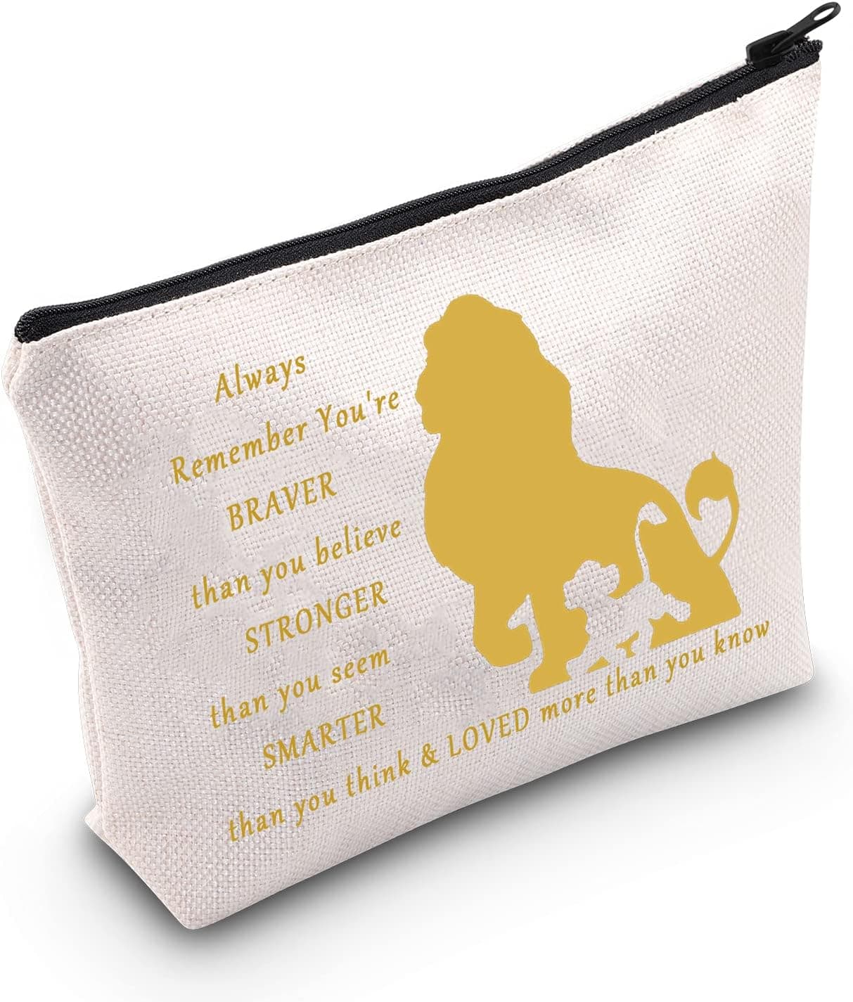 LEVLO The Lion Movie Cosmetic Make Up Bag Lion Fans Gift You Are Braver Stronger Smarter Than You Think Lion Zipper Pouch Bag(Always Lion Bag)