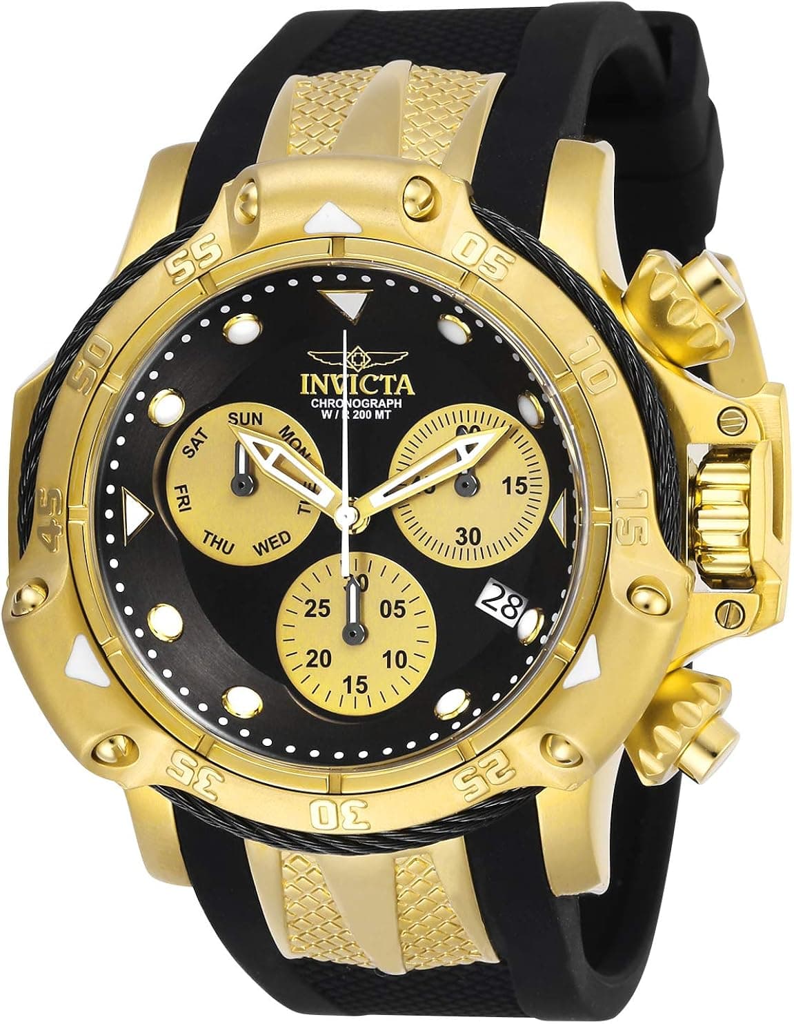 Invicta Men's Subaqua Stainless Steel Quartz Silicone Strap, Black, 26 Casual Watch (Model: 26965)