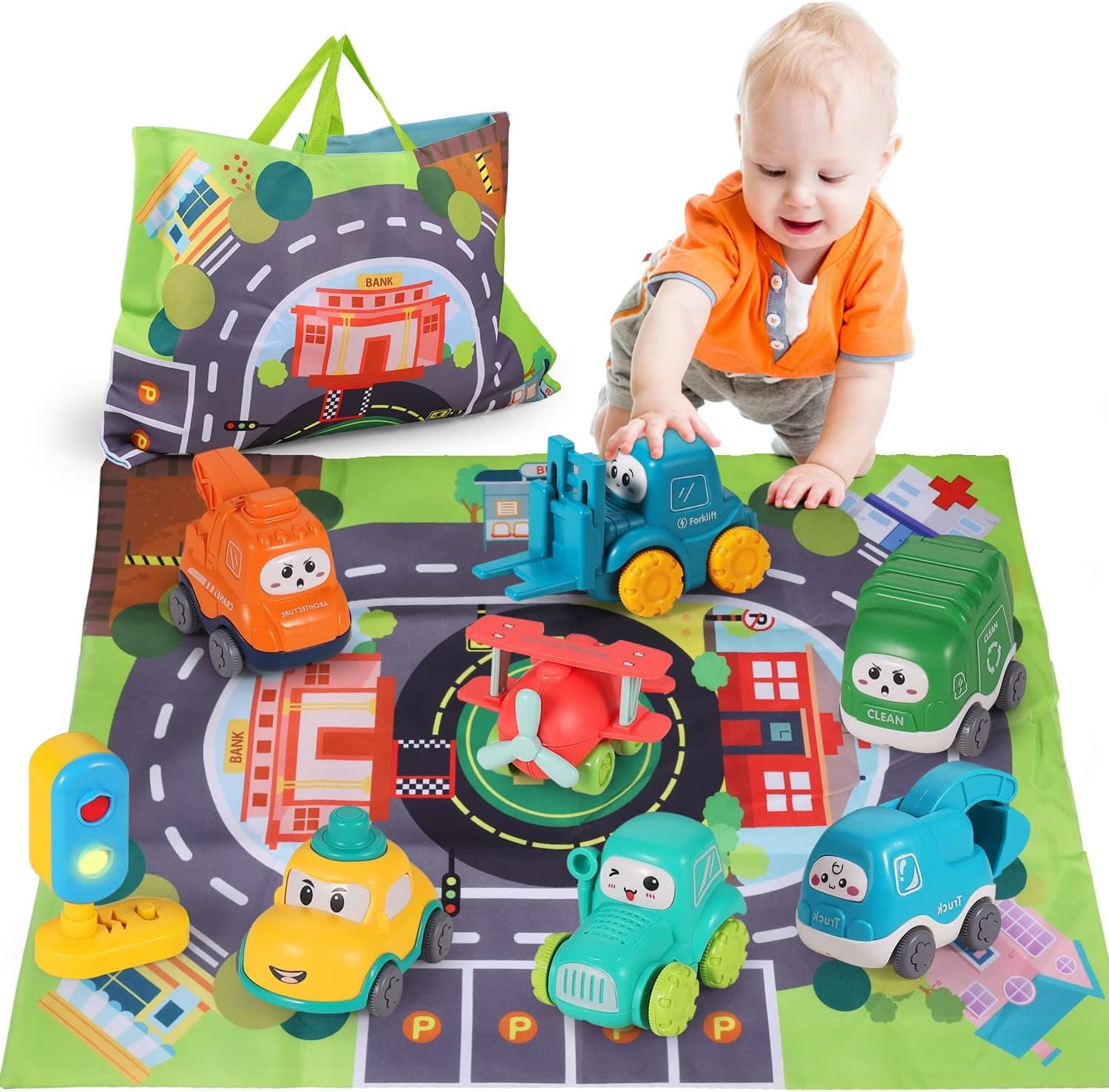 ALASOU Baby Truck Car Toy with Playmat/Storage Bag|Baby Toys 12-18 Months|Toys for 1 2 3 Year Old Boy|1st Birthday Gifts for Infant Toddlers