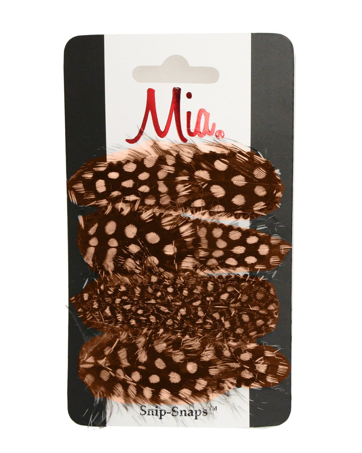Mia Snip Snaps, Metal Contour Clips Hair Clips Hair Barrettes, Hair Accessory with Beautiful Feathers for Women, Teens, Girls - Brown 4pcs