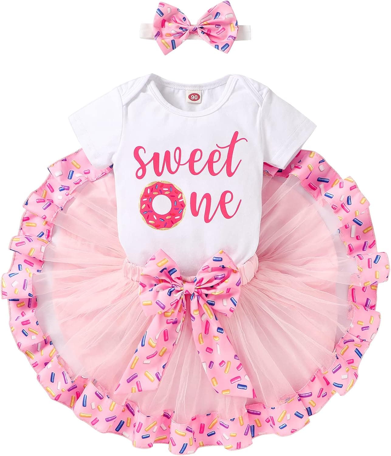 YOUNGER TREE Newborn Baby Girls My 1st Birthday Dress Infant Shiny Printed Sequin Bowknot Tutu Princess Dress