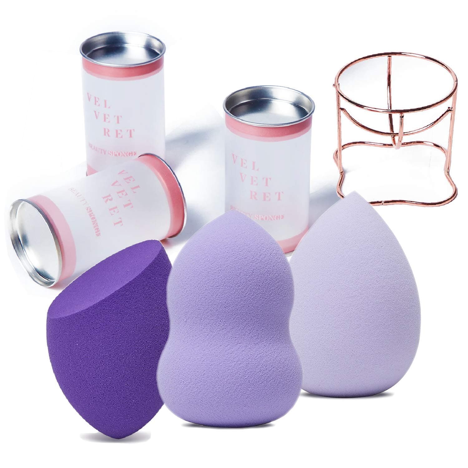 Makeup Sponge Set | 3+1 Blending Sponges & Makeup Sponge Holder. Makeup Sponges Wedge -Face Sponge Applicators Flawless Makeup Cosmetics Foundation, Beauty Tools For Liquid Concealer Cream (VM)