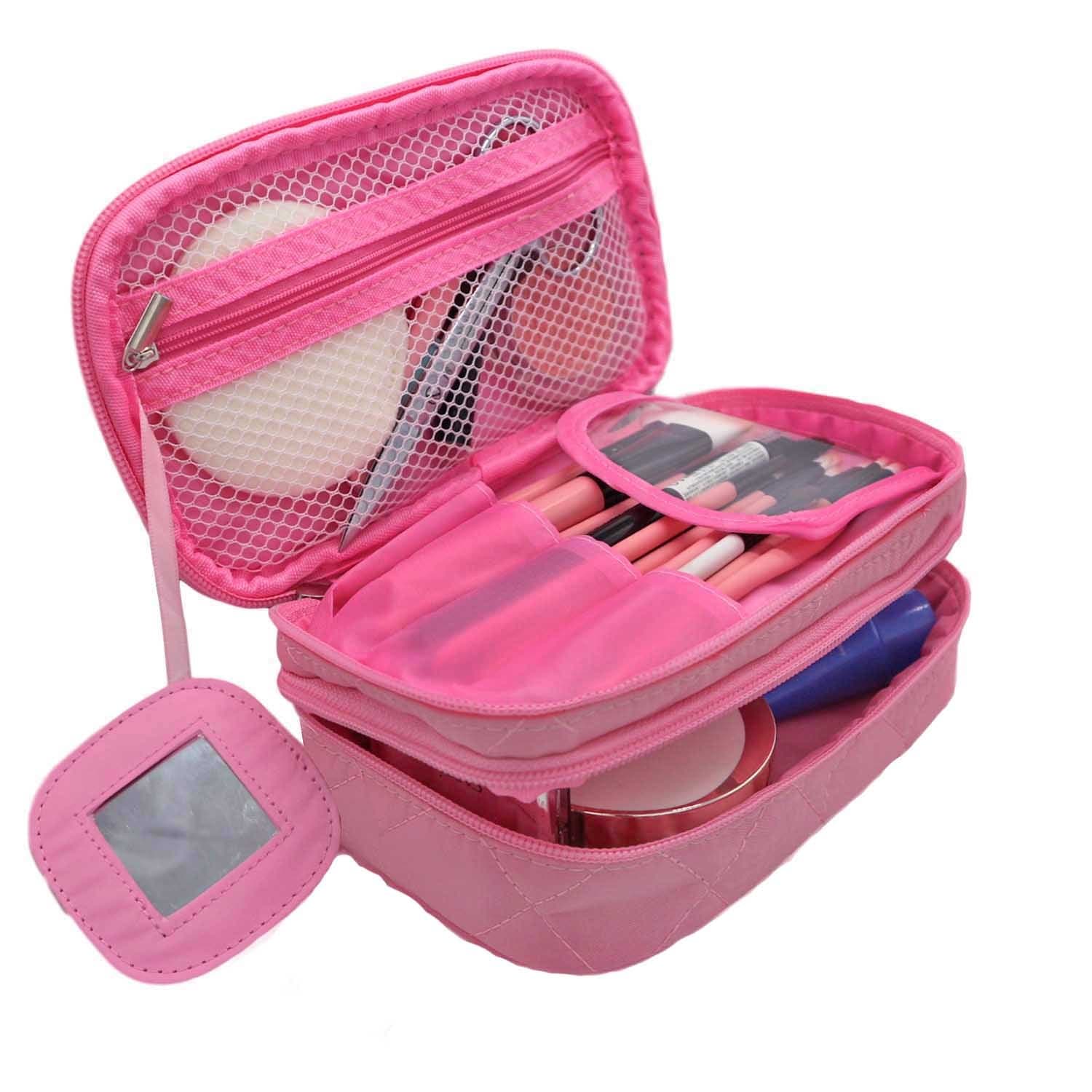 OEE Travel Mini Comestic Bag/Makeup Bag/Makeup Train Case/Toiletry Bag with Mirror