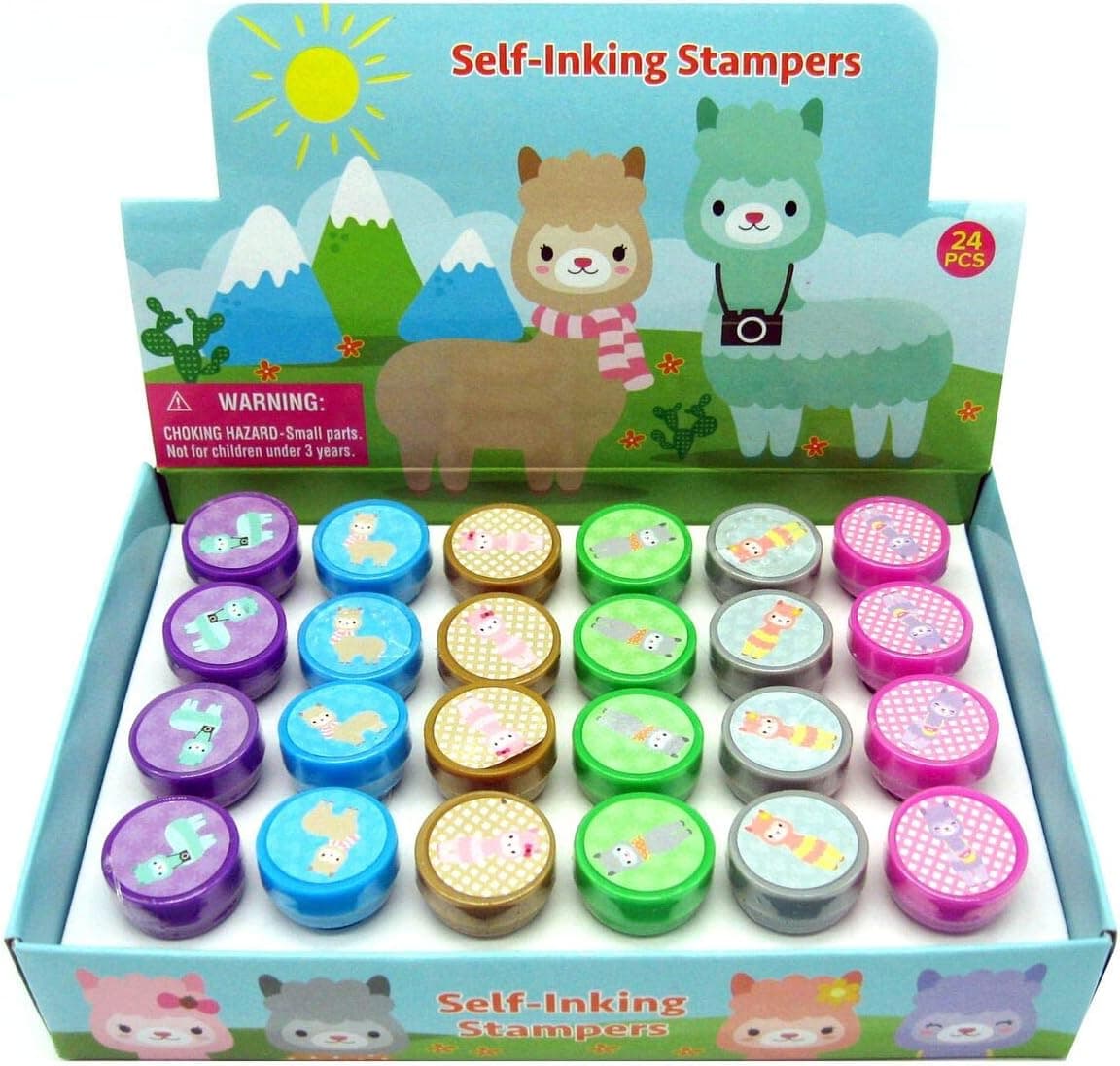 TINYMILLS 24 Pcs Llamas Alpaca Stampers for Kids Assorted Stamps for Kids Self Ink Stamps, Llama Birthday Party, Llama Alpaca Party Favors, Goody Bag Filler Treats, Classroom Rewards Carnival Prizes