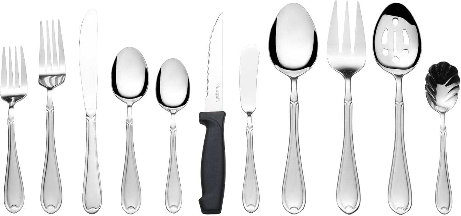 Pfaltzgraff Basics Summerset 77-Piece Stainless Steel Flatware Set, Service for 12