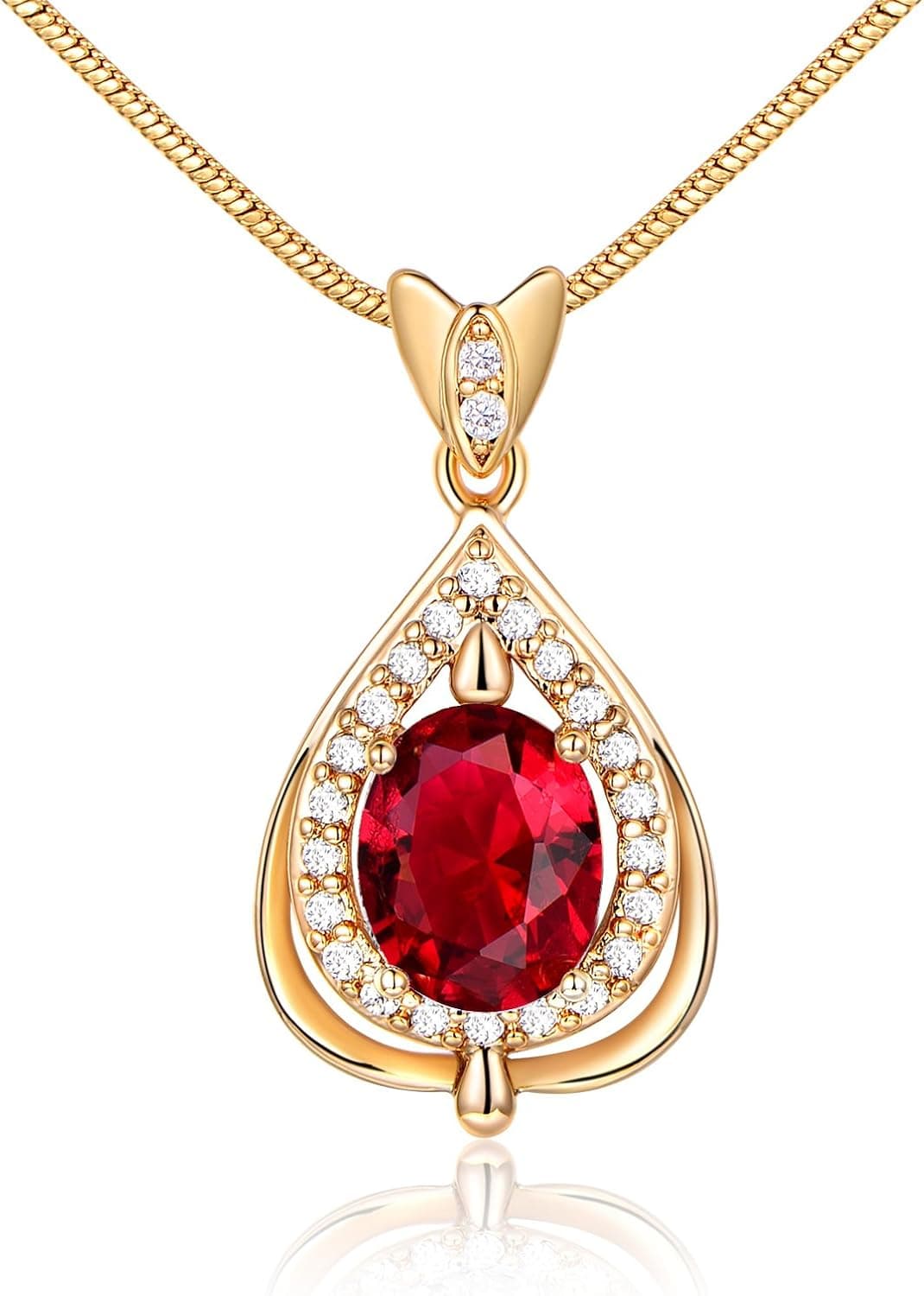 GULICX Fashion Silver Tone White Crystal Rhinestone Pear Drop Elegant Pendant Necklace for Women