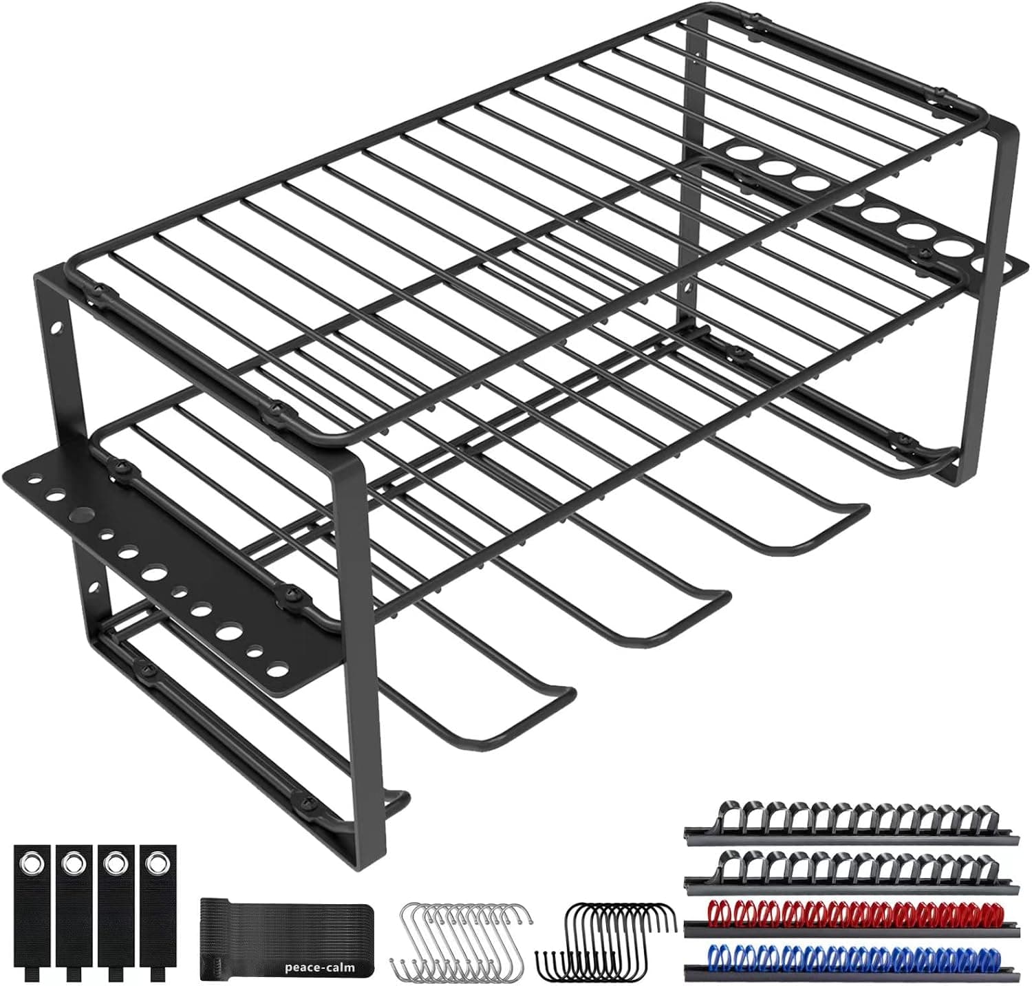 3-H Power Tool Organizer Wall Mount,Power Tool Storage Rack,Power Tool Organizer Upgraded 4 Extra Screwdriver Organizer 20 S Hooks 4 Storage Straps 20 Cable Tie Organizer for Cordless Drill