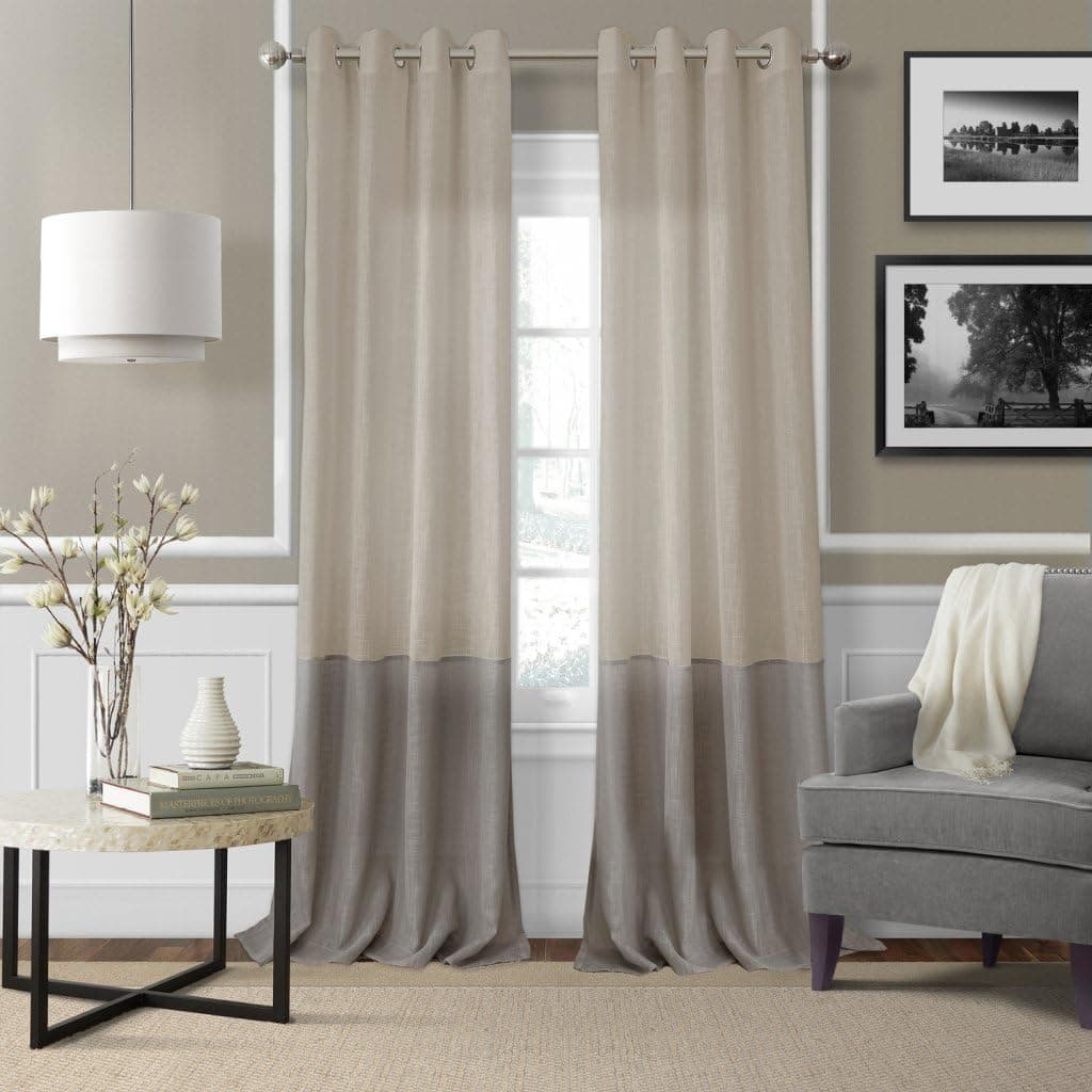 Elrene Home Fashions Melody Sheer Window Panel 52-Inch by 95-Inch, Linen