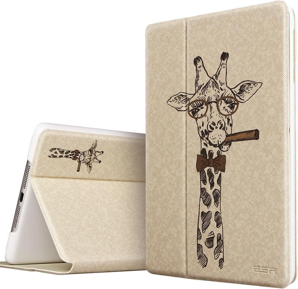 ESR Illustrators Collection Leather Folio Stand Case for iPad Air iPad 5 (Tycoon Giraffe)