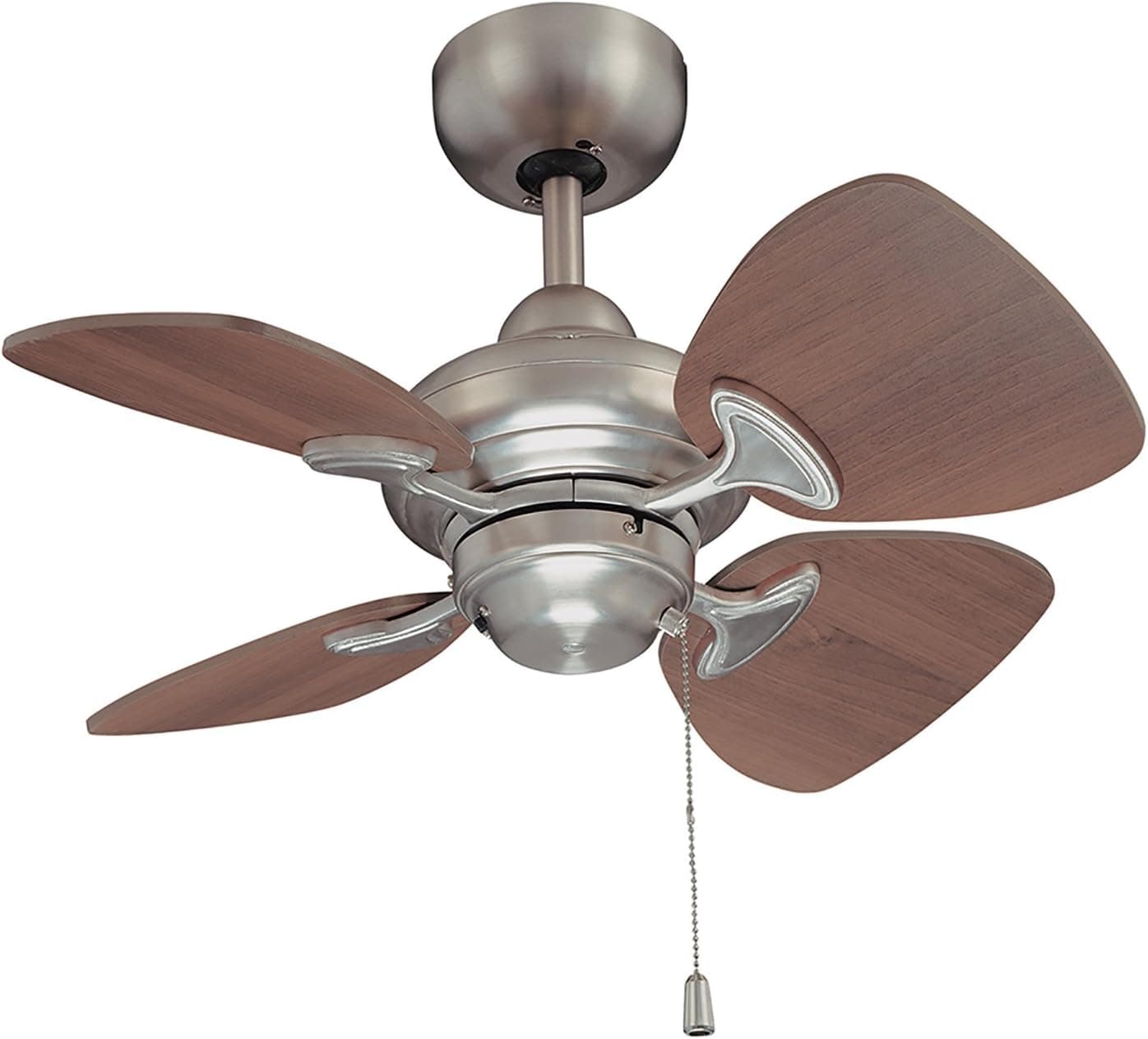 Kendal Lighting AC16324-SN Aries 24-Inch 4-Blade Ceiling Fan, Satin Nickel Finish and Royal Walnut Blades