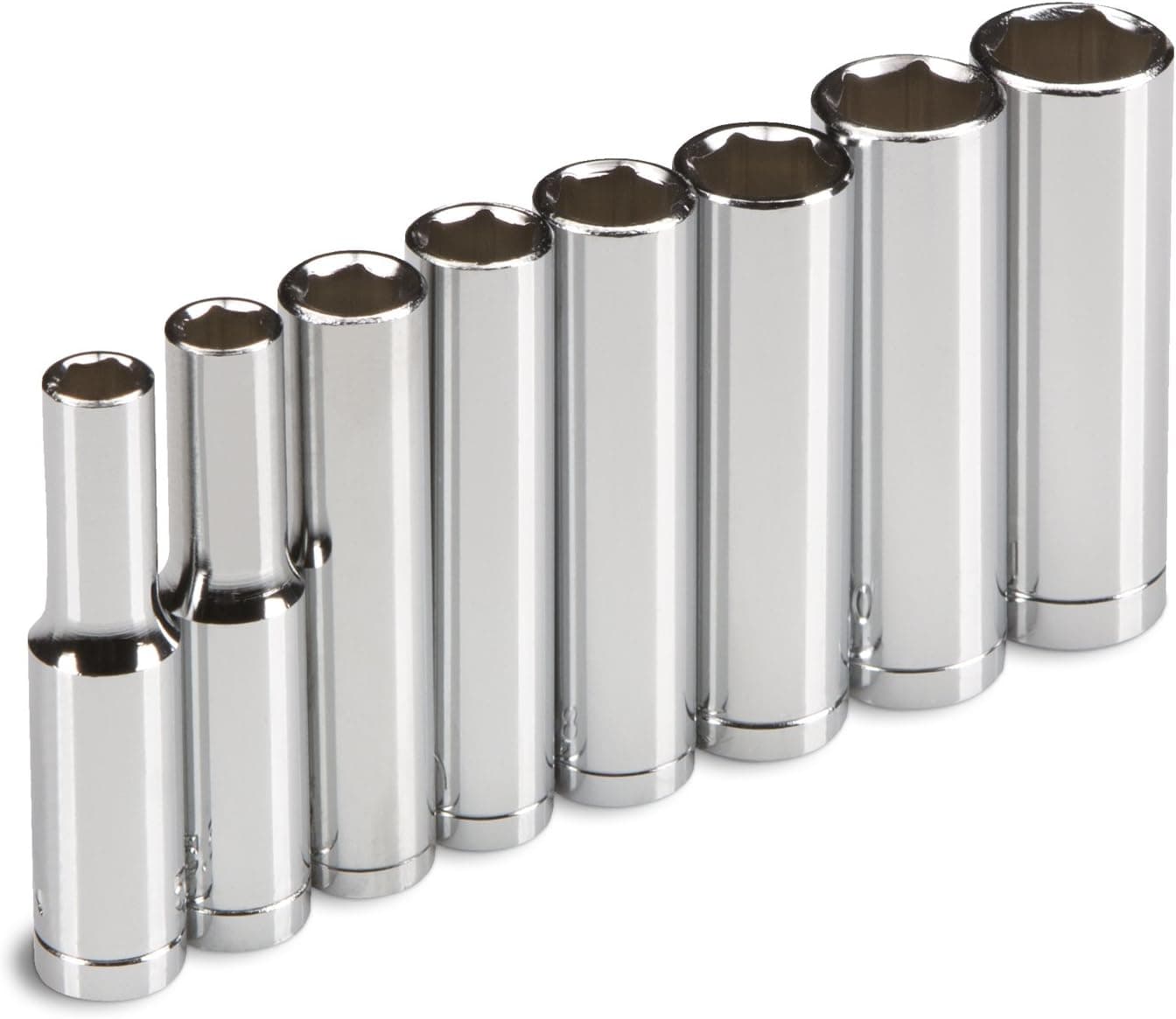 TEKTON 1215 1/4-Inch Drive Deep Socket Set, Inch, 3/16-Inch - 7/16-Inch, 8-Sockets