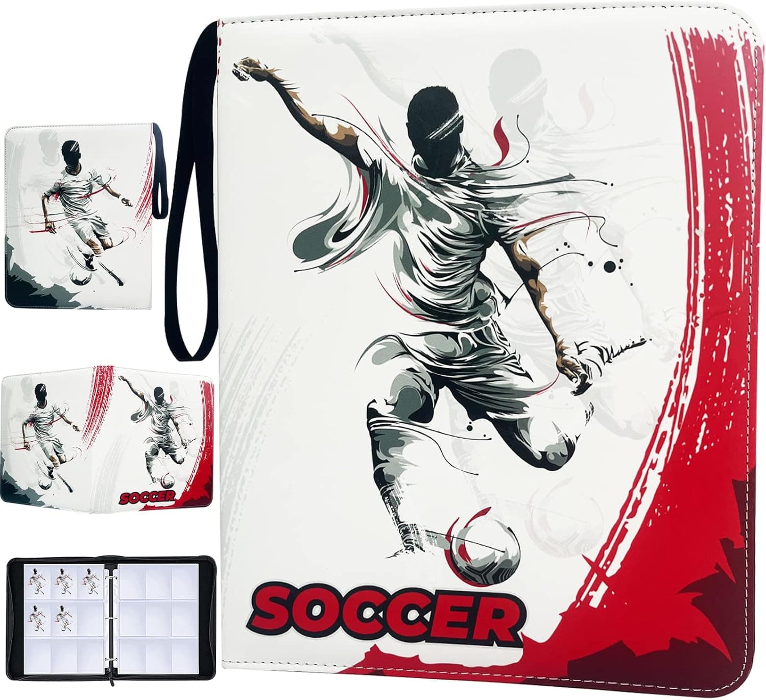 900 Pockets Soccer Cards Binder,Trading Cards Holder Card Collectors Album,Trading Card Binder 9 Pocket with 50 Removable Sleeves for Soccer Card and Sports Card