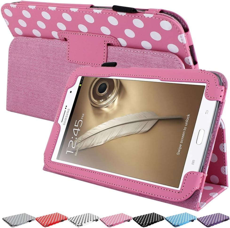 Skque Folio Magnetic Dots PU Leather Case Cover w/Stand for Samsung Galaxy Note 8.0 N5100, N5110, Pink