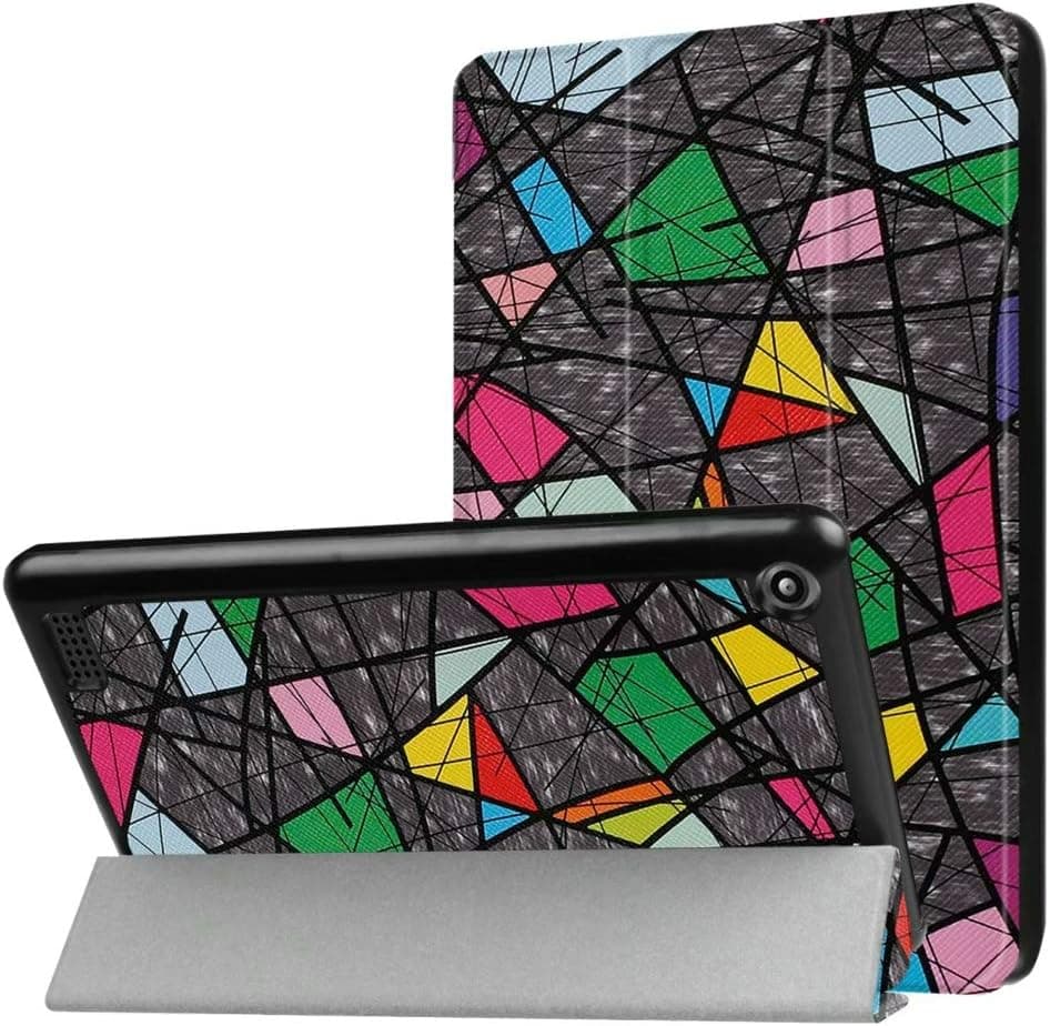 2in1 for Amazon New Kindle Fire 7 HD7 7" (7th Generation, 2017 Release) Ultra Thin Slim Folio Stand Sleep/Wake Up Leather Case Lightweight Smart Cover +1x Clear Screen Protector (Church Window)