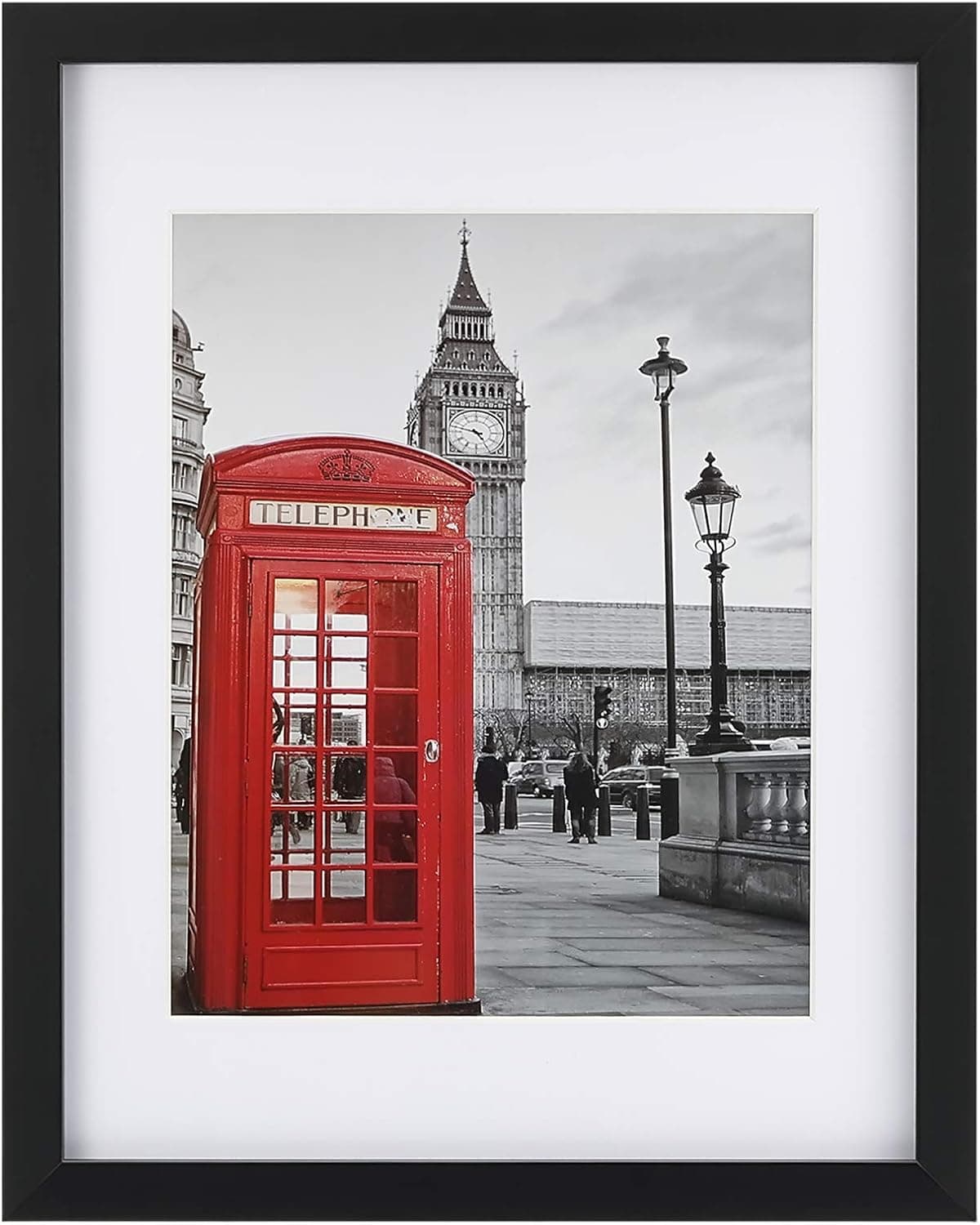 ONE WALL Tempered Glass 11x14 Picture Frames Display Pictures 8x10 or 5x7 with Mat or 11x14 Without Mat, Black Solid Wood Photo Frames for Wall and Tabletop - Mounting Hardware Included