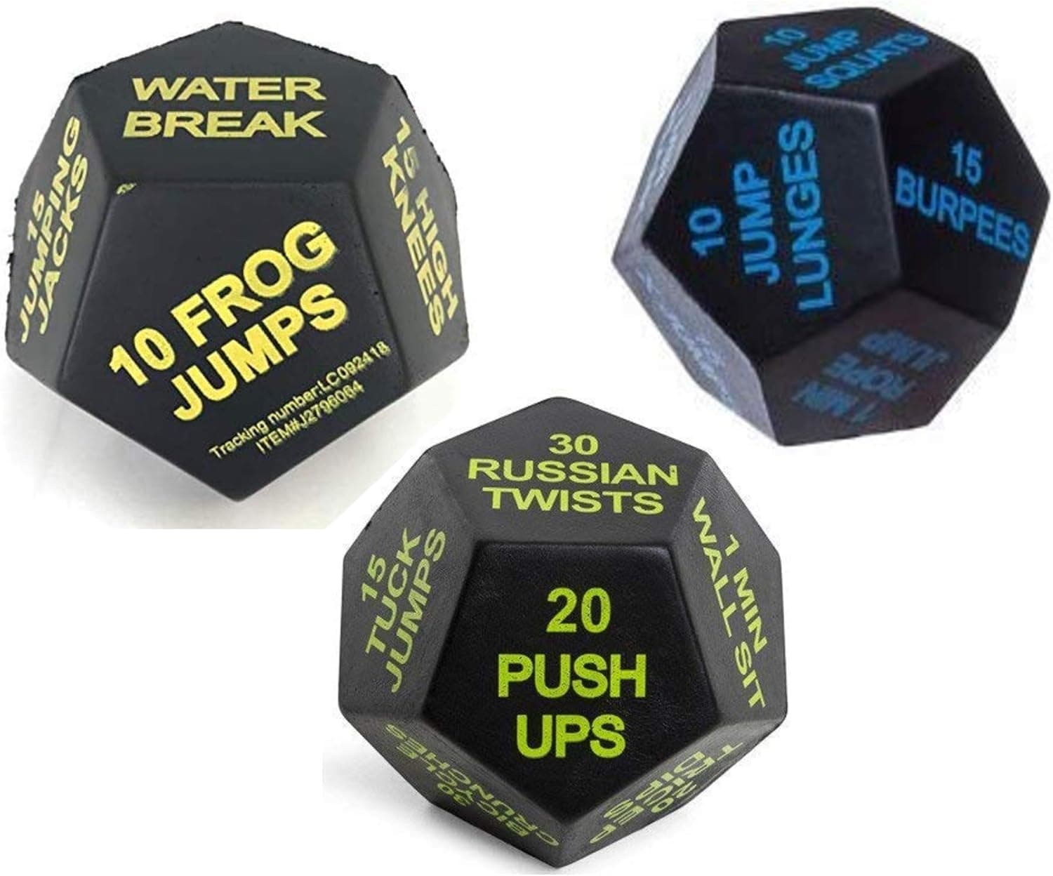 Exercise Dice for Workouts, Fitness, Cardio, Crossfit, Training and More (3 Dice)