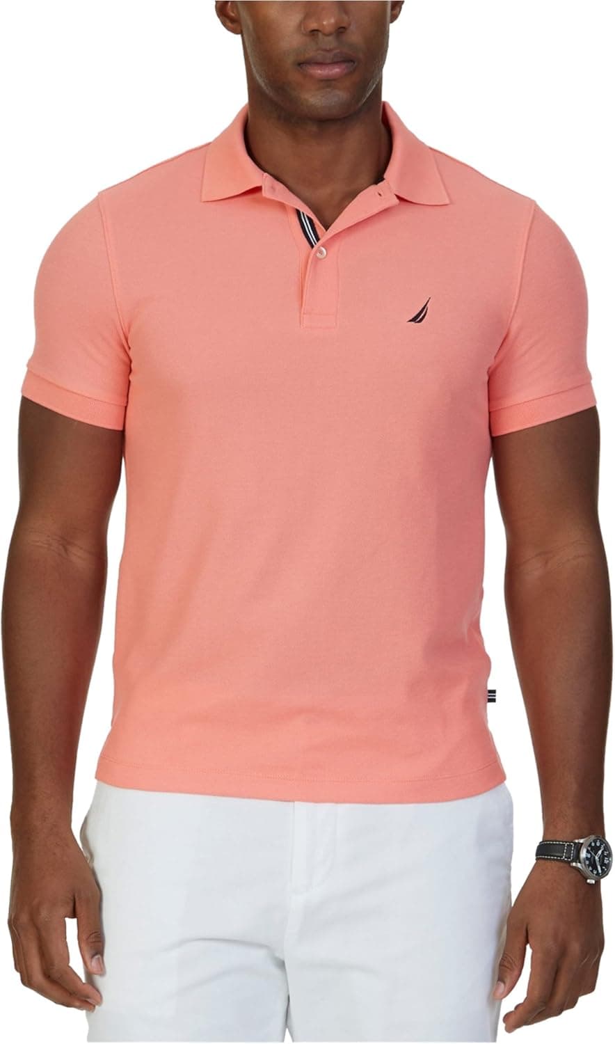 Nautica Men's Classic Short Sleeve Solid Performance Deck Polo Shirt