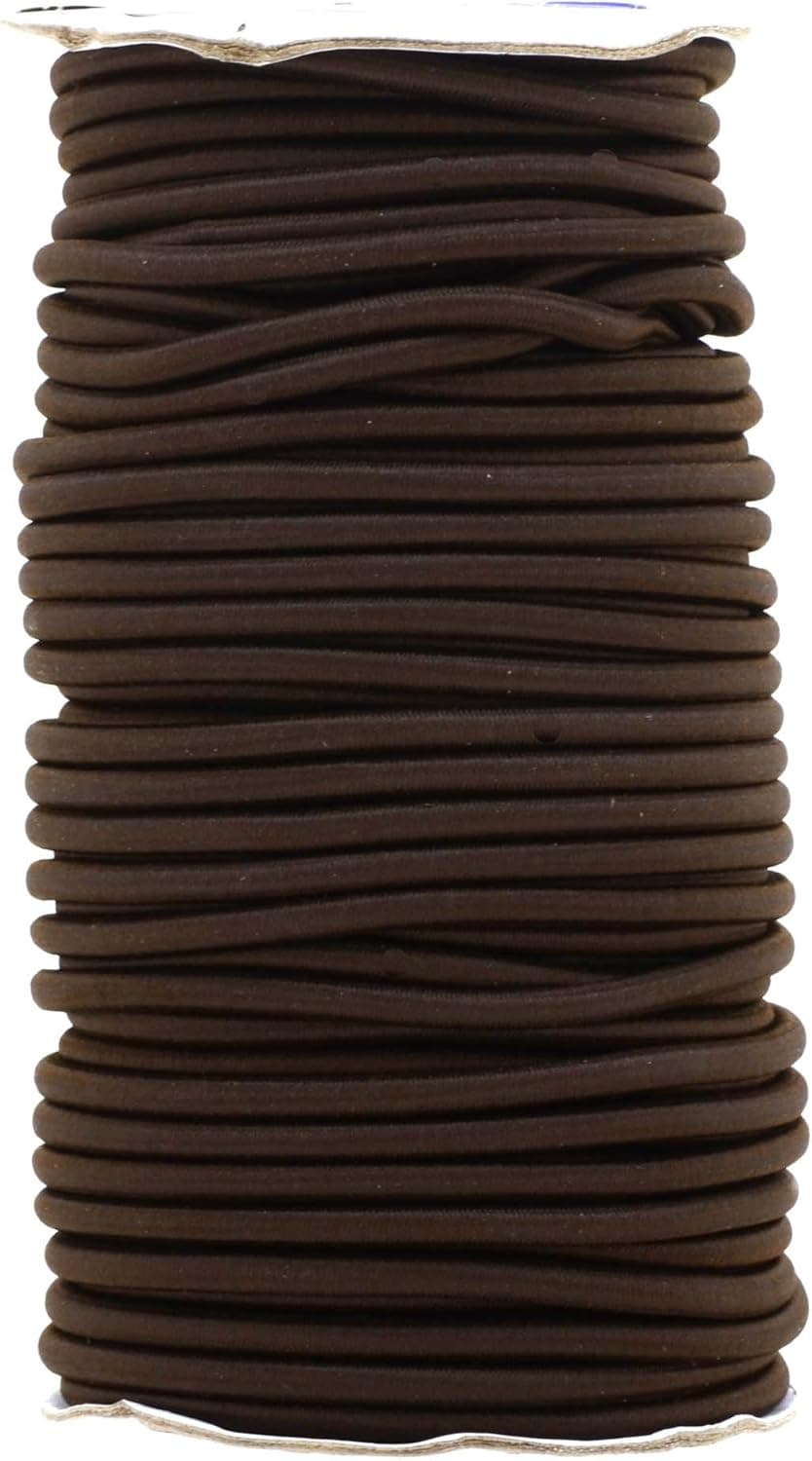 Mandala Crafts 1/8 5/32 3/16 ¼ Colored Elastic Nylon Round Bungee Shock Cord, Tactical Rope Replacement Roll for Zero Gravity Chair Repair, Kayaks, DIY(4MM(114 FT or 35 Meters Long), Brown)