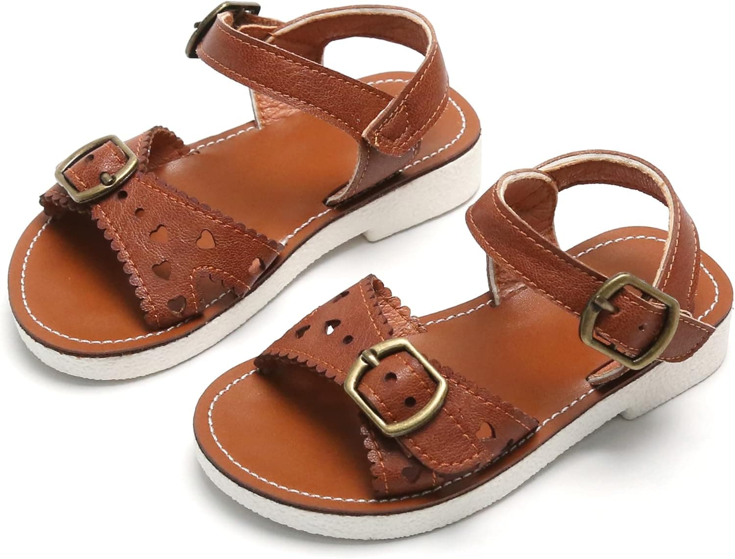 THEE BRON Toddler Girls Brown Sandals Size 6 Little Kids Dress Flip Flops(2124,Brown/6M)
