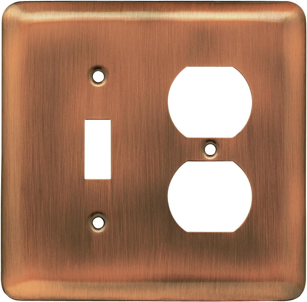 Franklin Brass 64355 Stamped Steel Round Single Toggle Switch/Duplex Outlet Wall Plate / Switch Plate / Cover, Antique Copper