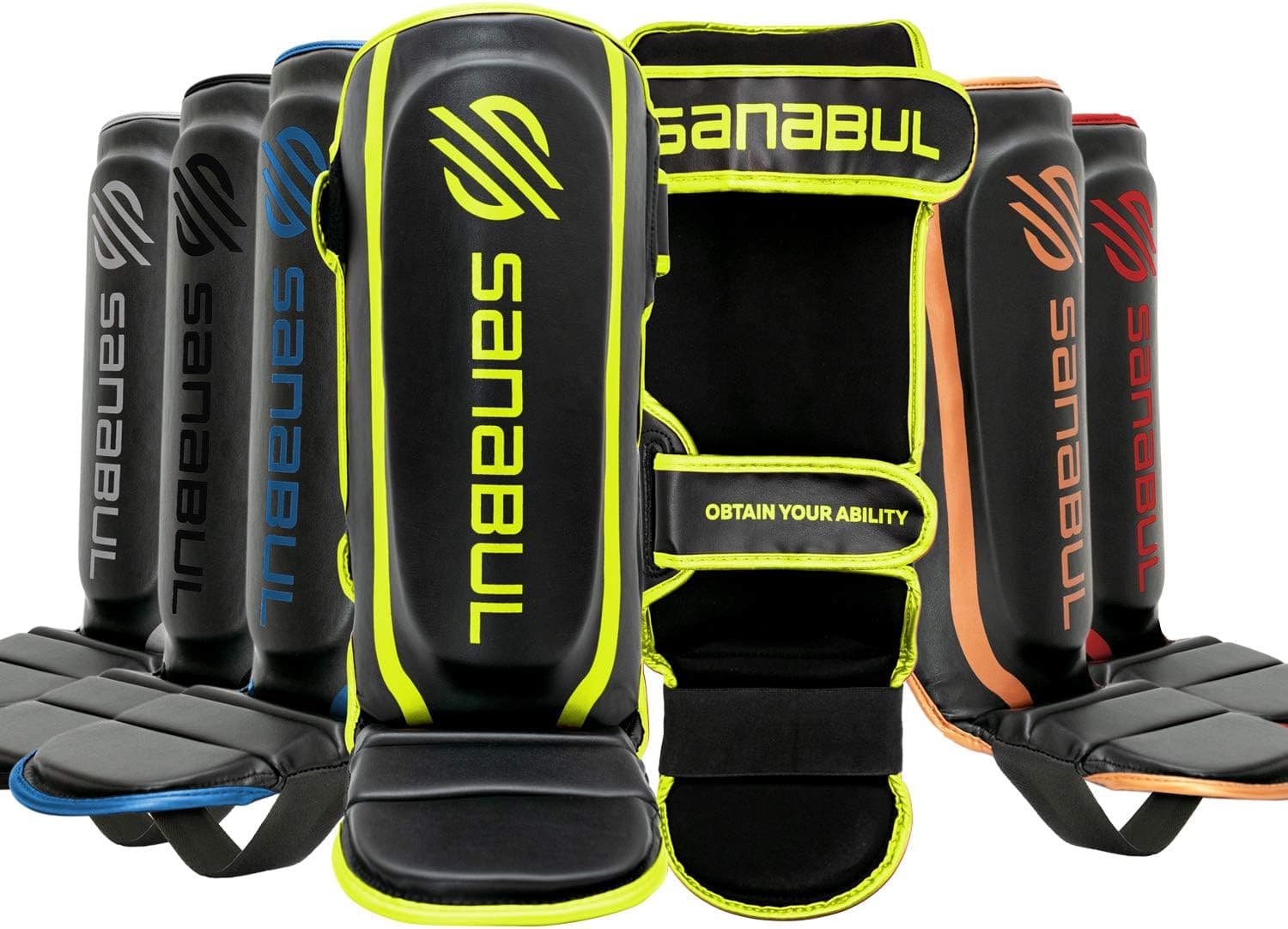 Sanabul Essential Hook and Loop Strap Kickboxing Muay Thai MMA Shin Guards