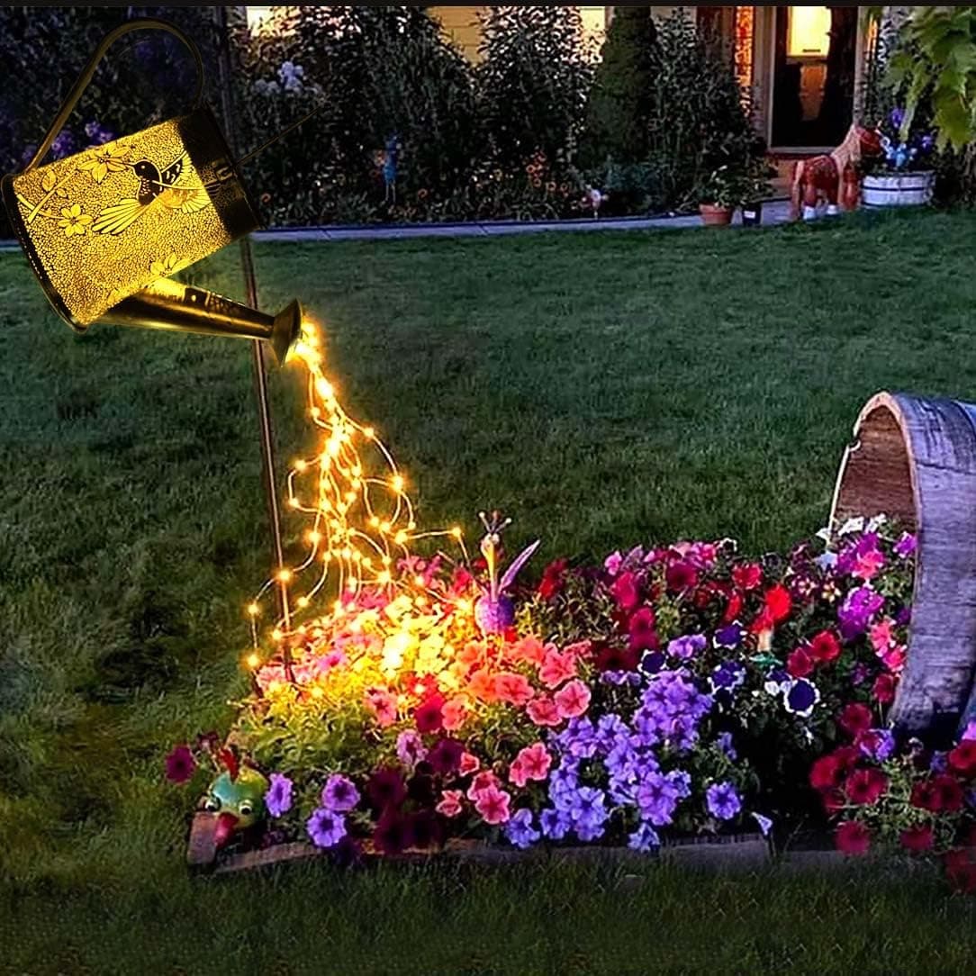 TEDOF 𝟐𝟎𝟐𝟑 𝐔𝐩𝐠𝐫𝐚𝐝𝐞 Hummingbird Solar Watering Can with Lights Garden Decor Gardening Gifts,Watering Can Solar Lights,Outside Waterproof Patio Decor