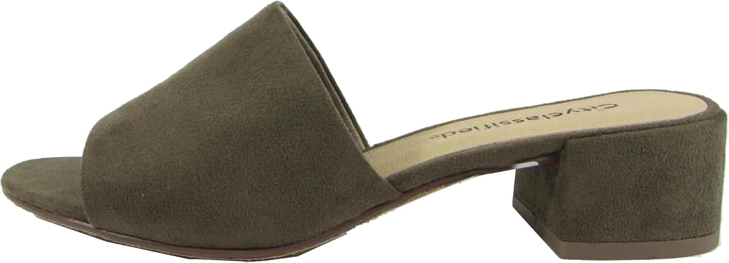 City Classified Women's Block Heel Slip On Clog Mule Sandal (6 B(M) US, Light Olive)