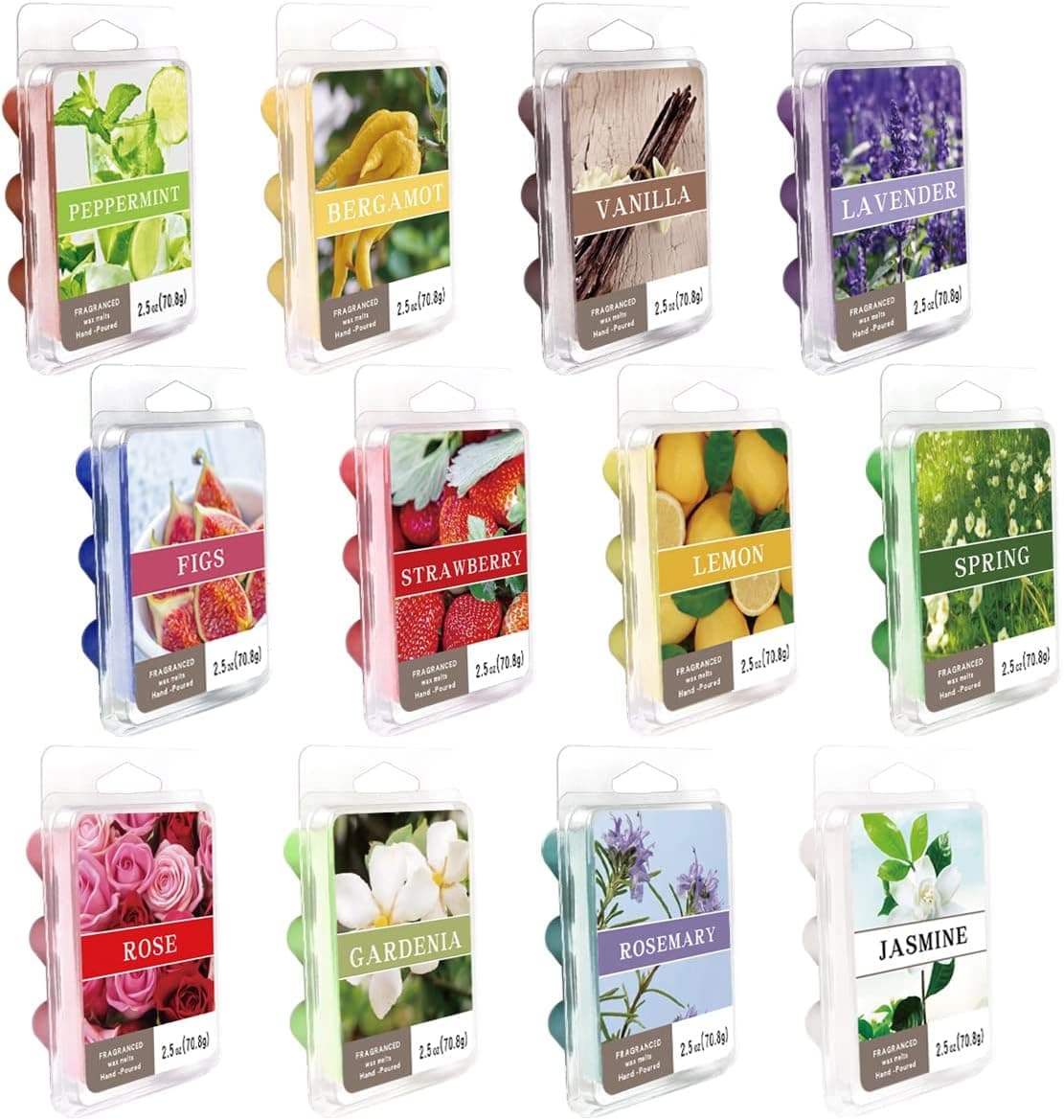 JHENG Scented Heart melt Wax Gift Set for Women, 12 x2.5oz Natural Soy Wax Heart of Home Fragrance, Wax Cubes for Candle Wax Warmer.
