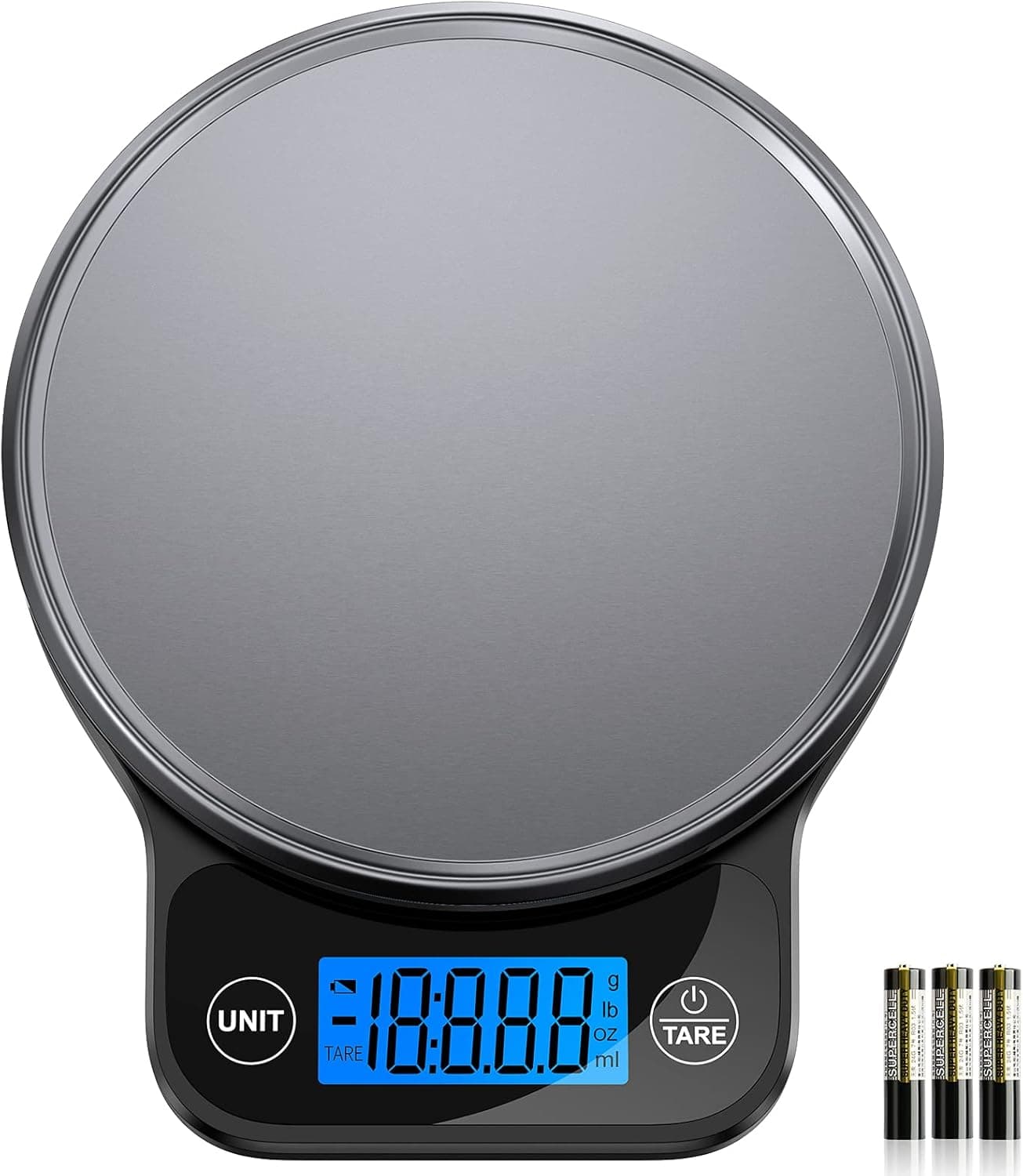 Nicewell Food Scale, Digital Kitchen Scale for Weight Loss and Cooking, Scale for Food Ounces and Grams, with Black Stainless Steel Platform and Large LCD Display