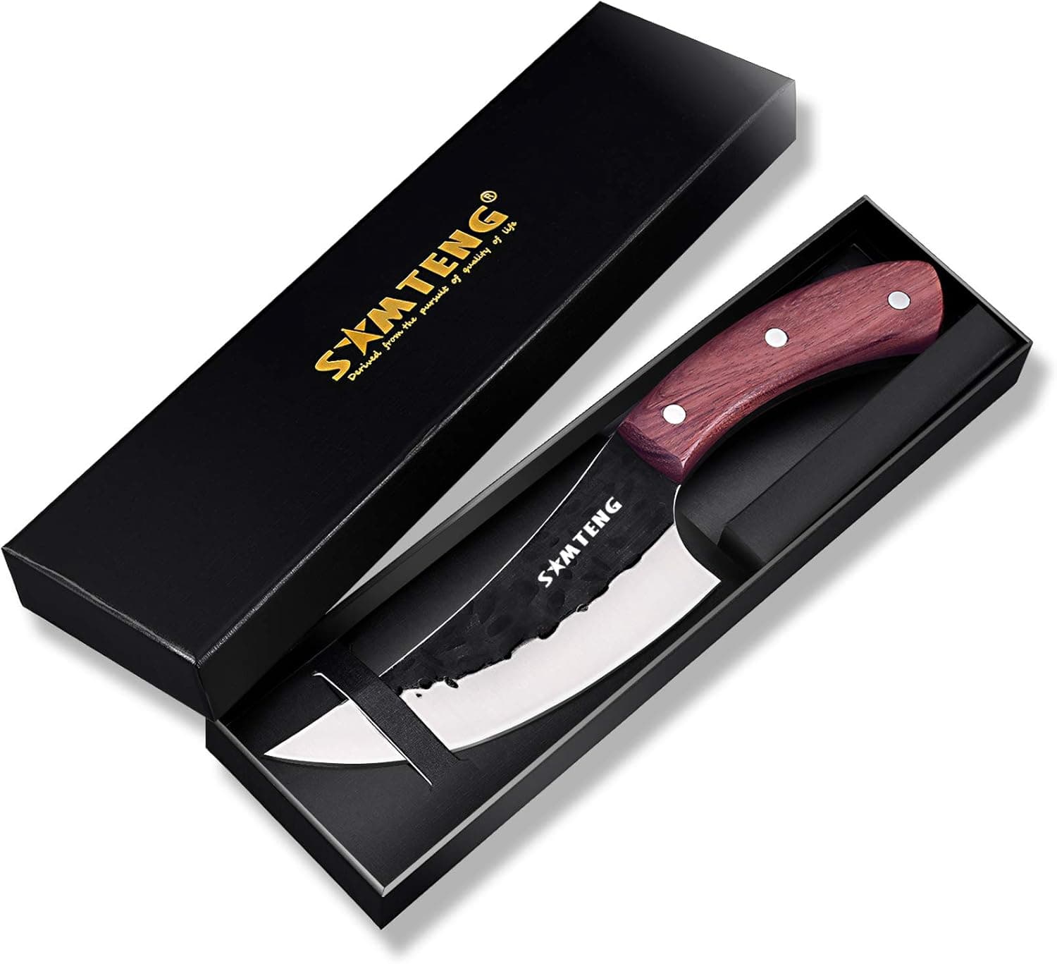 SMTENG Boning Knife 5.5 inch Handmade Forged Hammered kitchen Knife Full tang Sharp Blade Chef Knives Outdoor BBQ Meat Cleaver