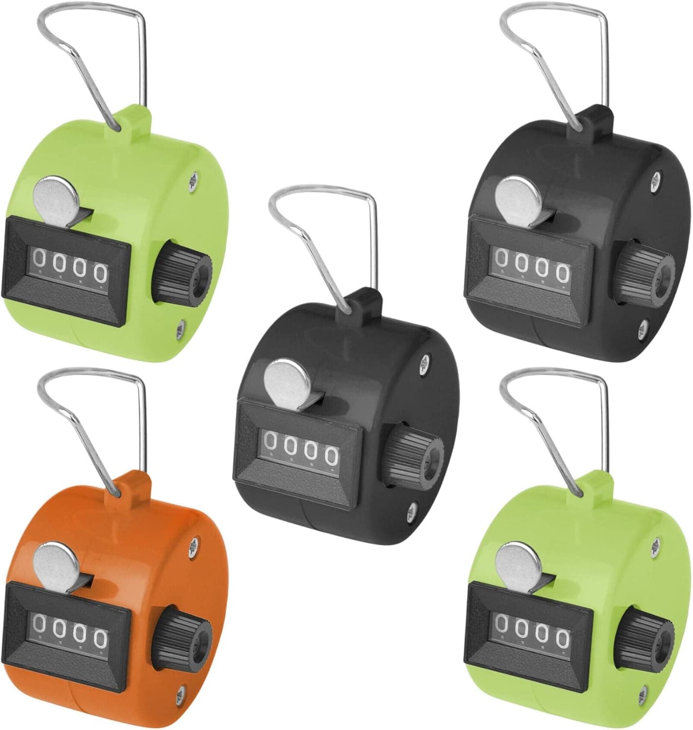 Bluecell Assorted Color Handheld Tally Counter 4 Digit Display for Lap/Sport/Coach/School/Event (Pack of 5)