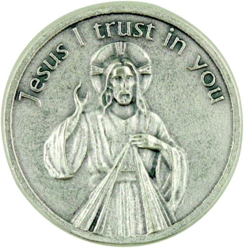 "Jesus I Trust in You" Divine Mercy of Christ Pocket Token with Prayer Back