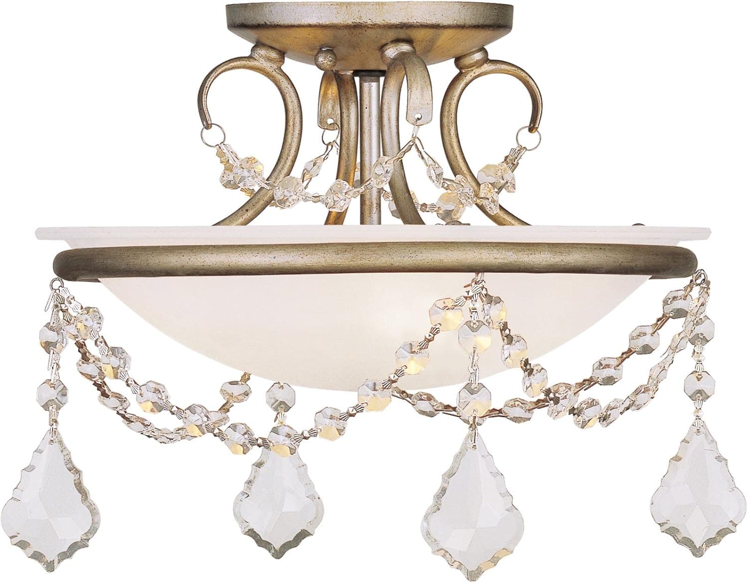 Livex Lighting 6523-73 Chesterfield/Pennington 2 Light Ceiling Mount, Hand Painted Antique Silver Leaf