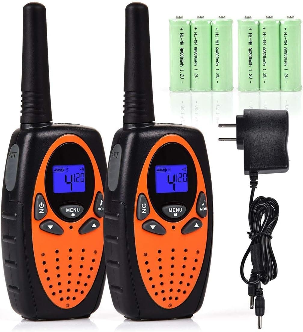 Funkprofi Rechargeable Walkie Talkies for Kids 22 Channels Long Range Walkie Talkies with Battery and Charger, Gift for Boys and Girls, 1 Pair (Orange)