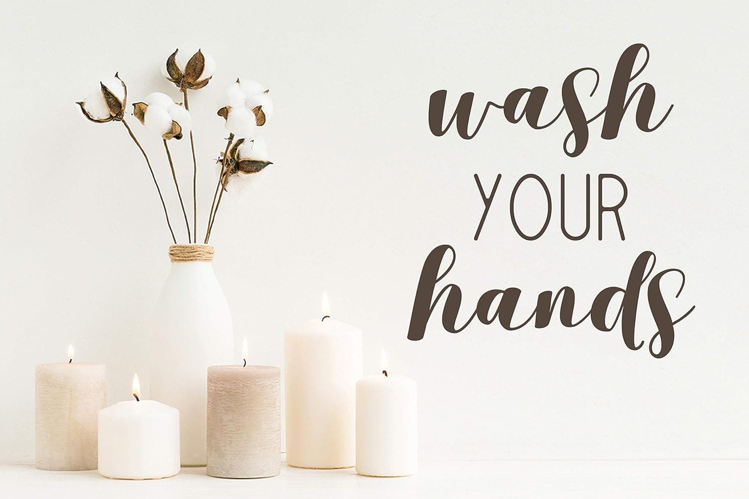 Story of Home LLC Wash Your Hands Bathroom Wall Decal Matte Finish Vinyl Black, White, Grey, Brown, Blue, Pink