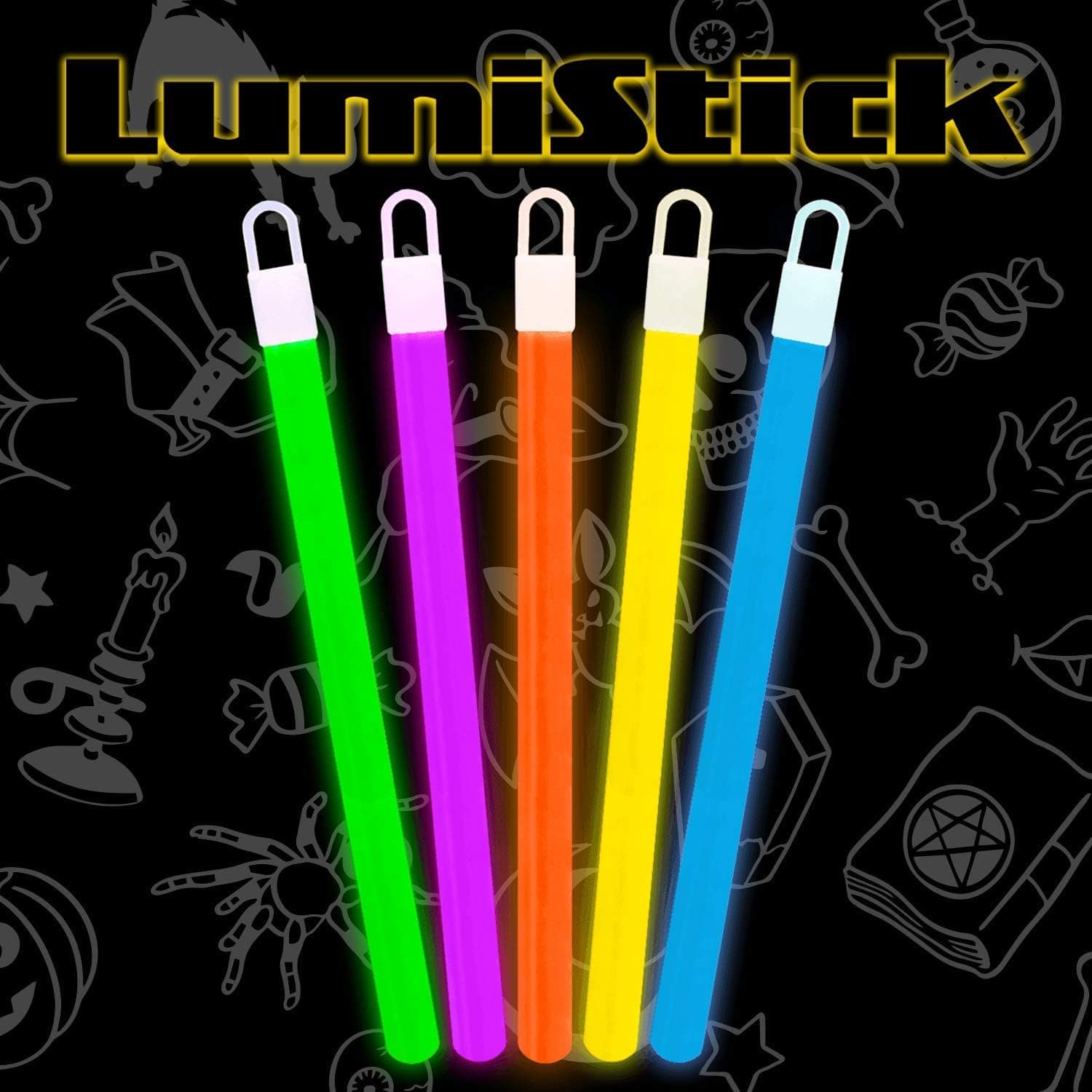 Lumistick 6 Inch Standard Glow Sticks with Strings - Kids Safe & Non-Toxic Light Up Sticks - Illuminating Luminescent Bulk Sticks - Glows in The Dark Chem Lights (Assorted, 25 Glow Sticks)