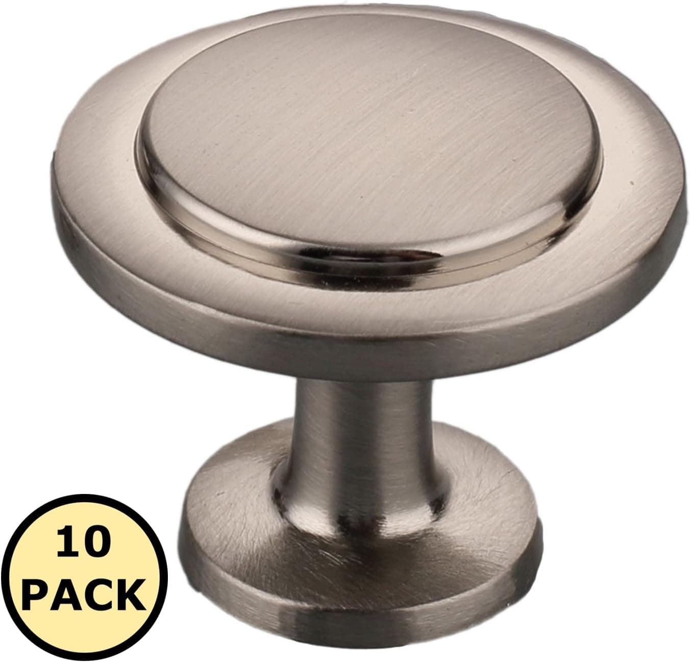 Encasa Hardware Transitional Round Cabinet Knobs - Satin Nickel Finish 1 1/4" Diameter (10 Pack)