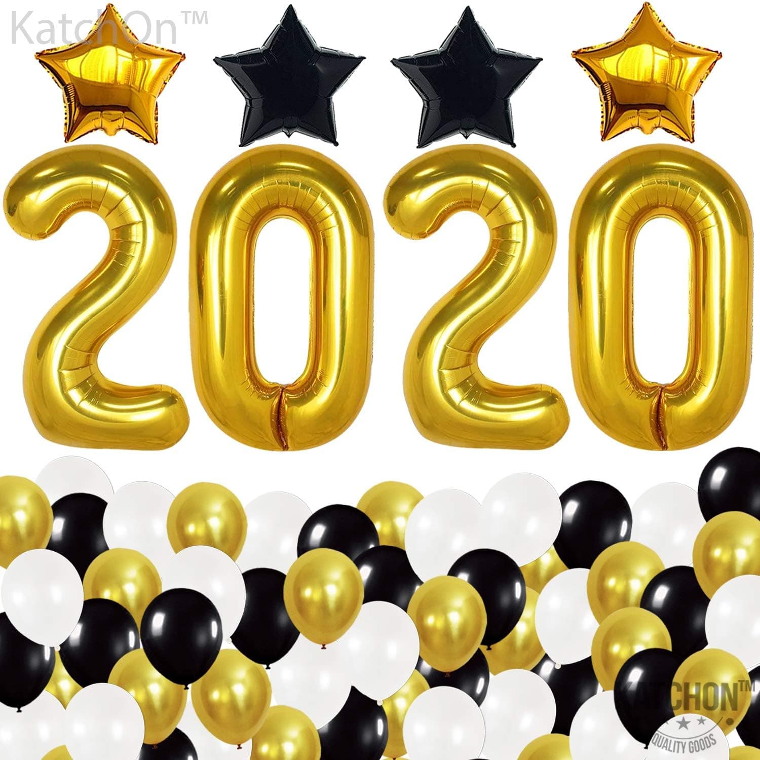 2020 Balloons, Gold for New-Year, Large | Black Gold and White Balloon Kit | New Years Eve Party Supplies 2020 | Graduations Party Supplies 2020 | New Years Party Decorations, Graduation Decorations