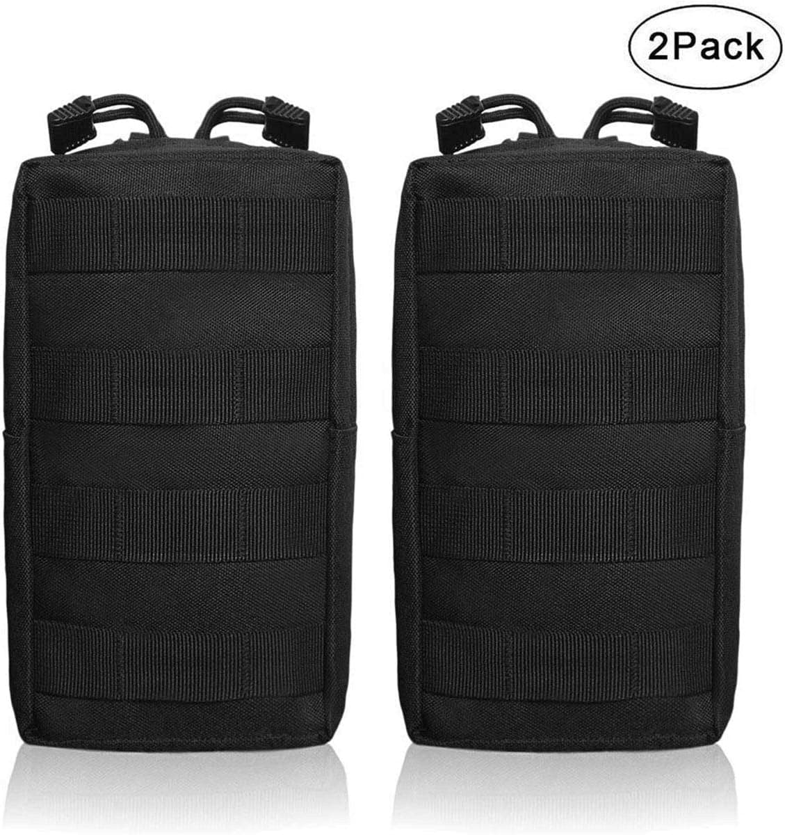 KOOPEEN 2 Pack Molle Pouches Tactical Compact Water-Resistant EDC Pouch (2 Pack-Black)