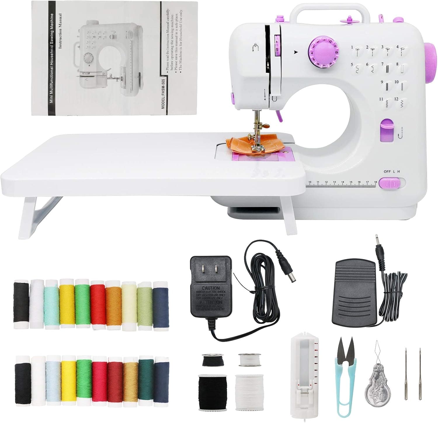 Portable Sewing Machines, 12 Stitches 2 Speeds with Foot Pedal,Easy Sewing Machine for Household Crafting Mending,Electric Sewing Machine for beginners