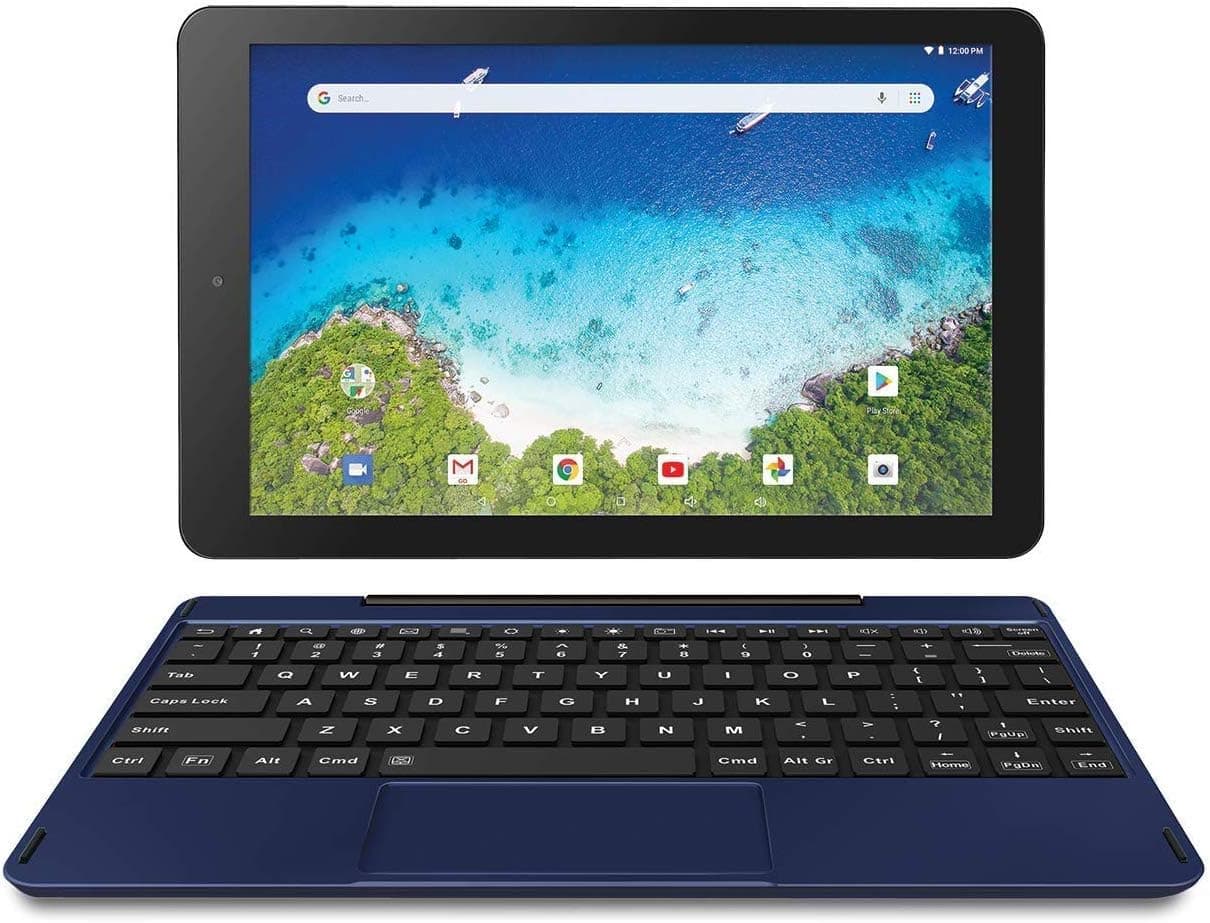 RCA Viking Pro 10" 2-in-1 Tablet 32GB Quad Core Blue Laptop Computer with Touchscreen and Detachable Keyboard Google Android 6.0