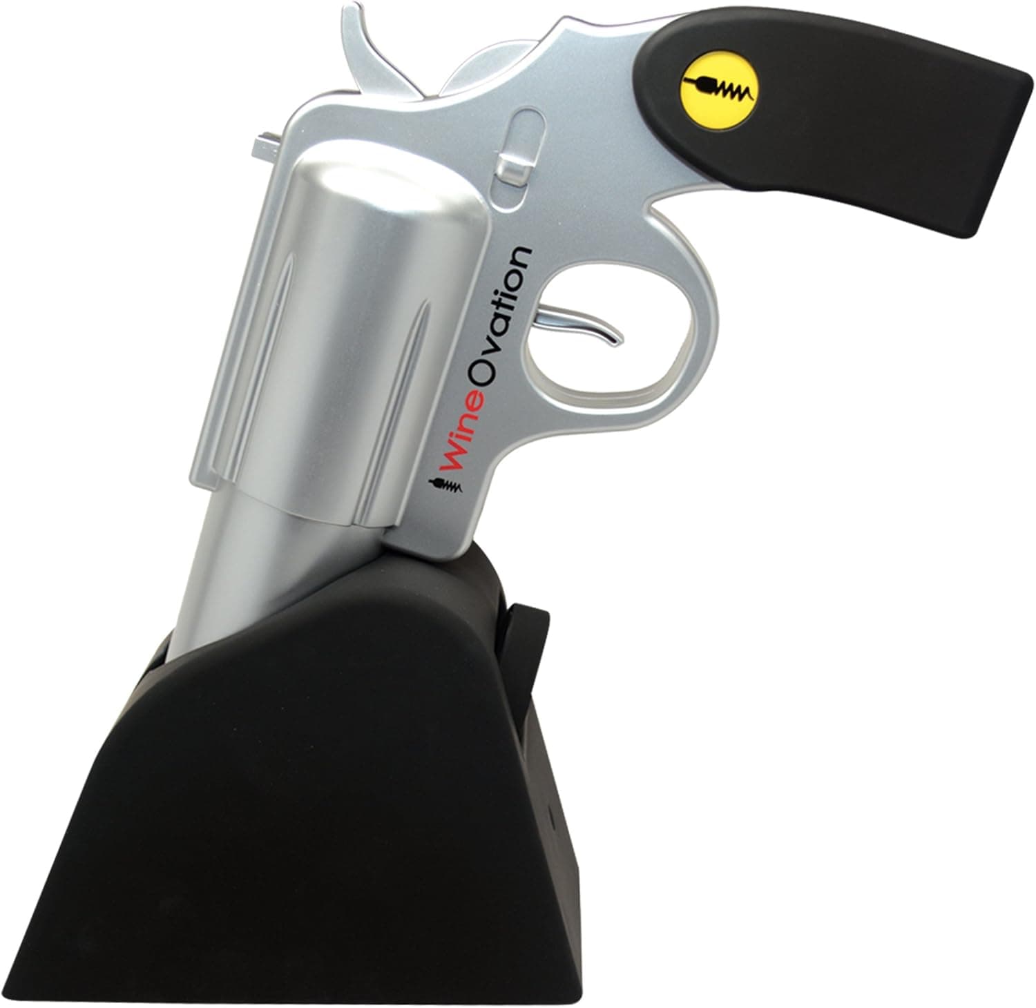 WineOvation Electric Gun Wine Opener (Silver) - Open your Wine Bottle fast and without hassle - Best Electronic Automatic Corkscrew for Gun Enthusiasts and Wine Lovers - Rechargeable Battery Operated