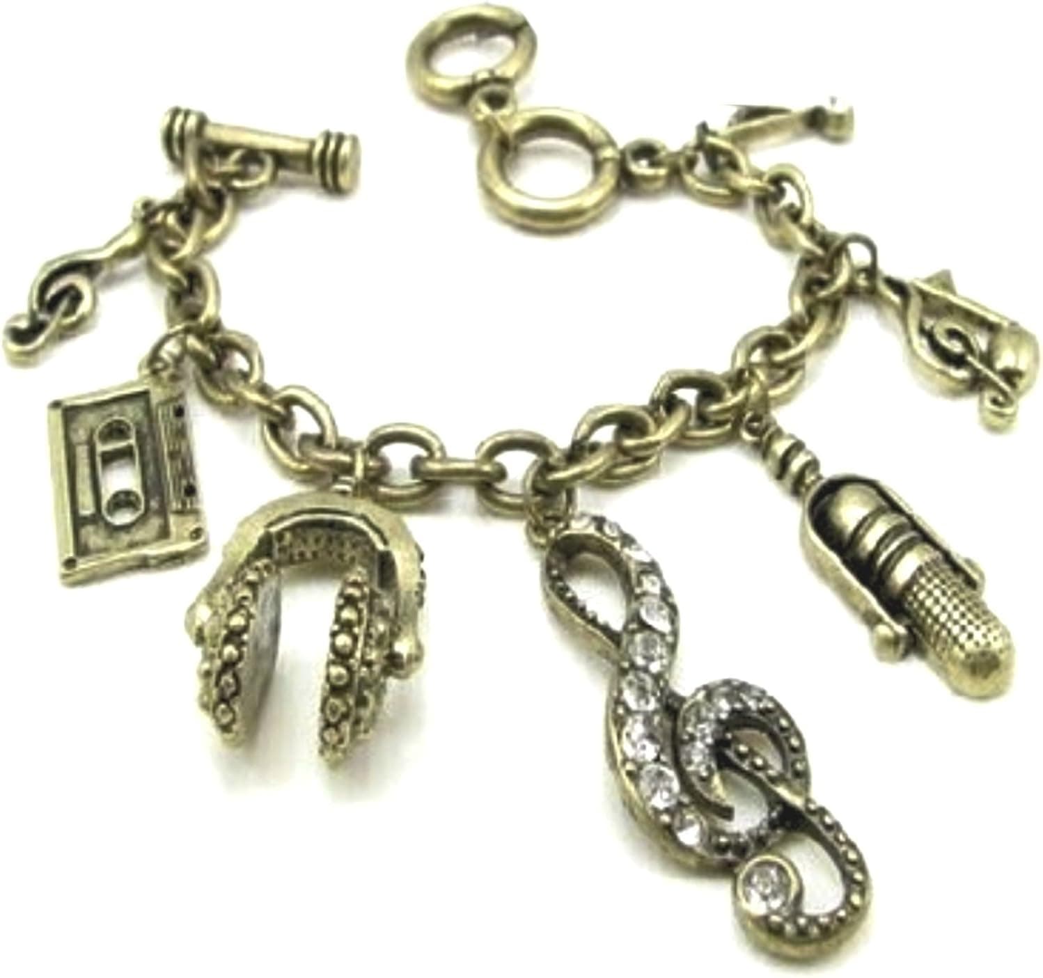 DaisyJewel Vintage Look I Heart Music Charm Bracelet